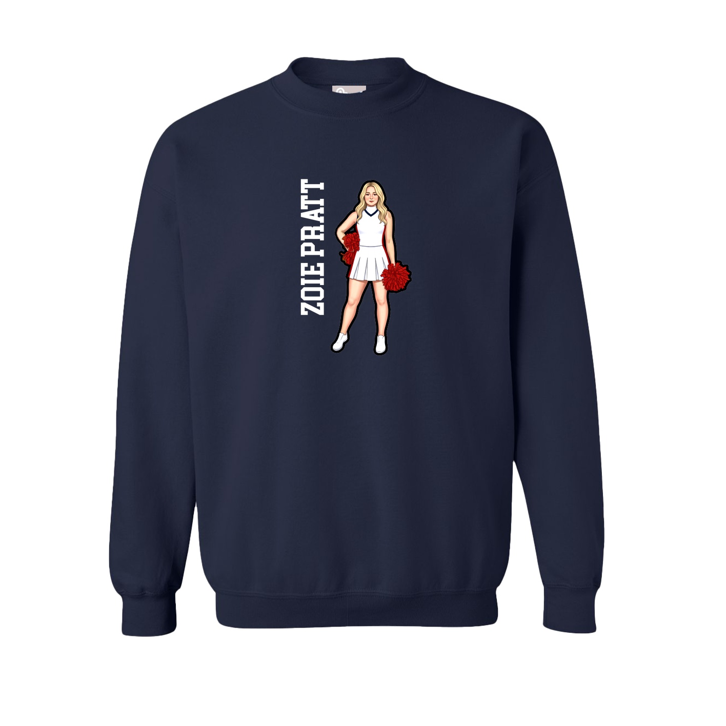 Fleece Crew — Name Vertical in Navy