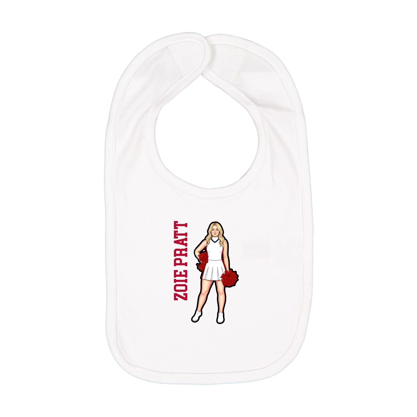 Infant Bib — Name Vertical in White