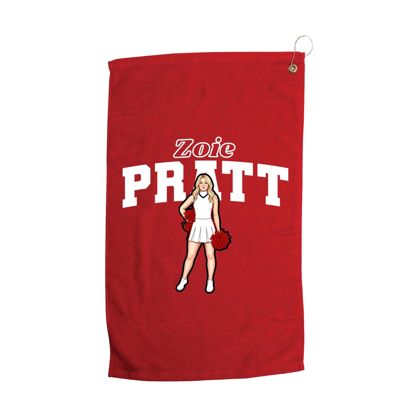 Golf Towel — Name Arch in Red