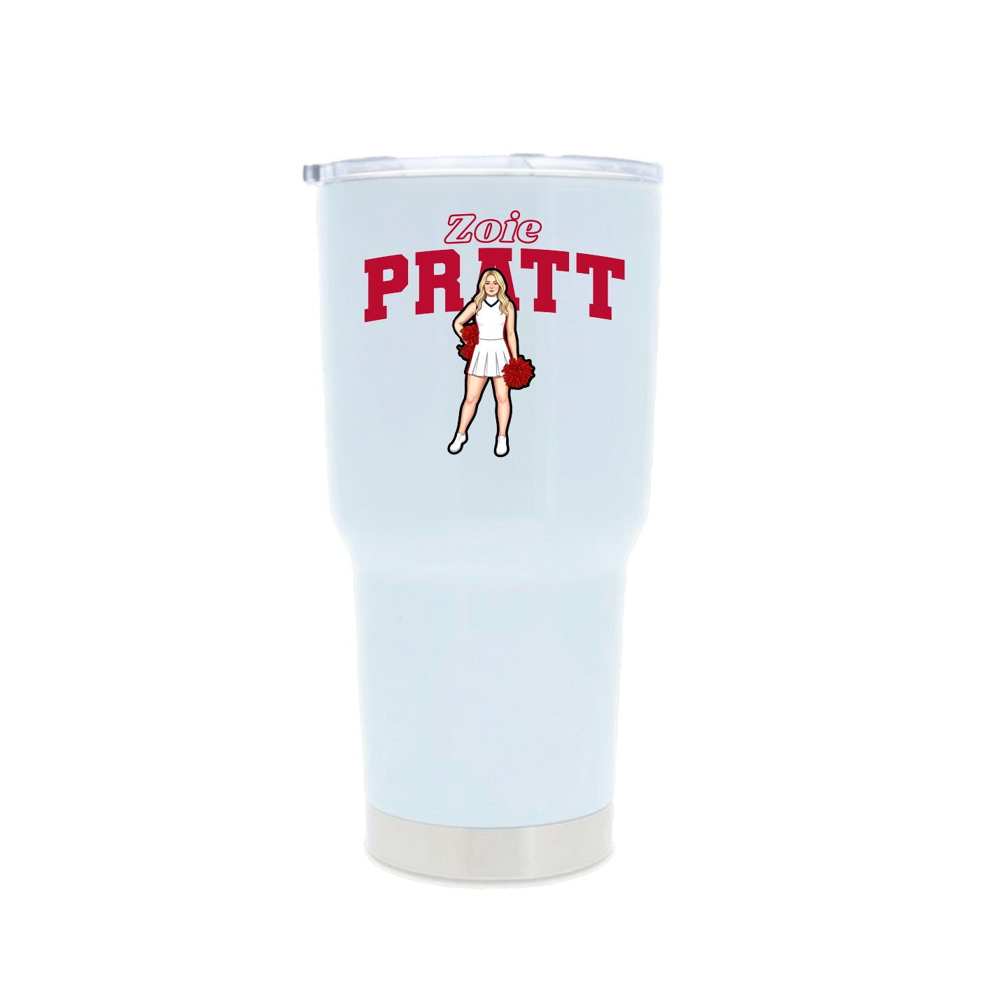 30oz Stainless Steel Tumbler — Name Arch in White