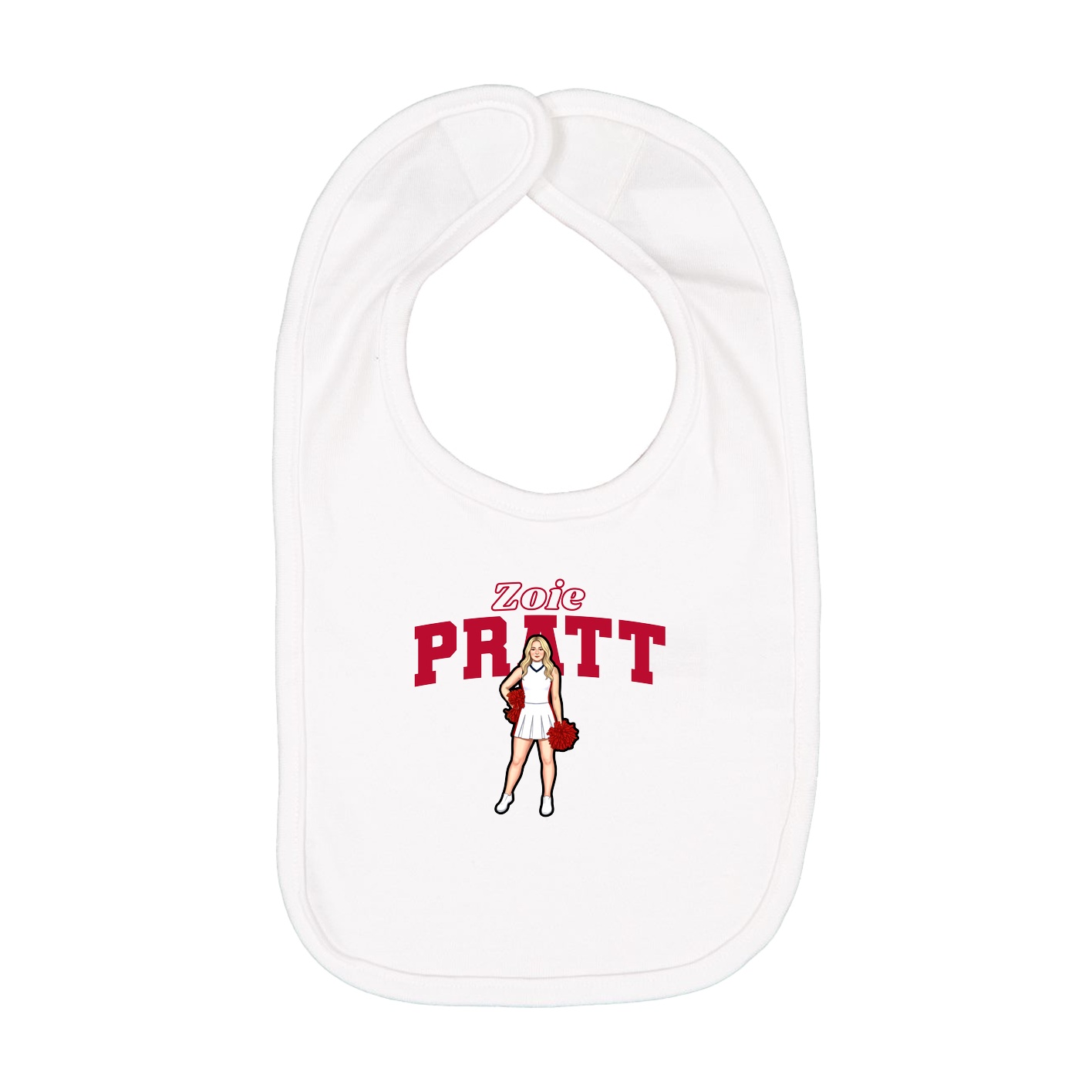Infant Bib — Name Arch in White