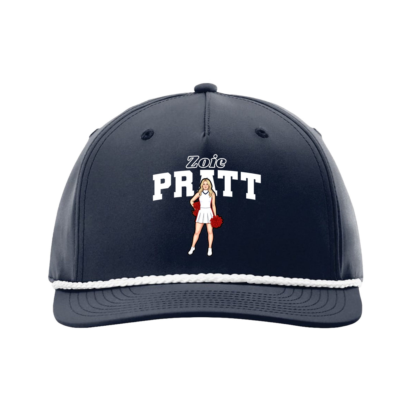 Five-Panel Classic Rope Cap — Name Arch in Navy