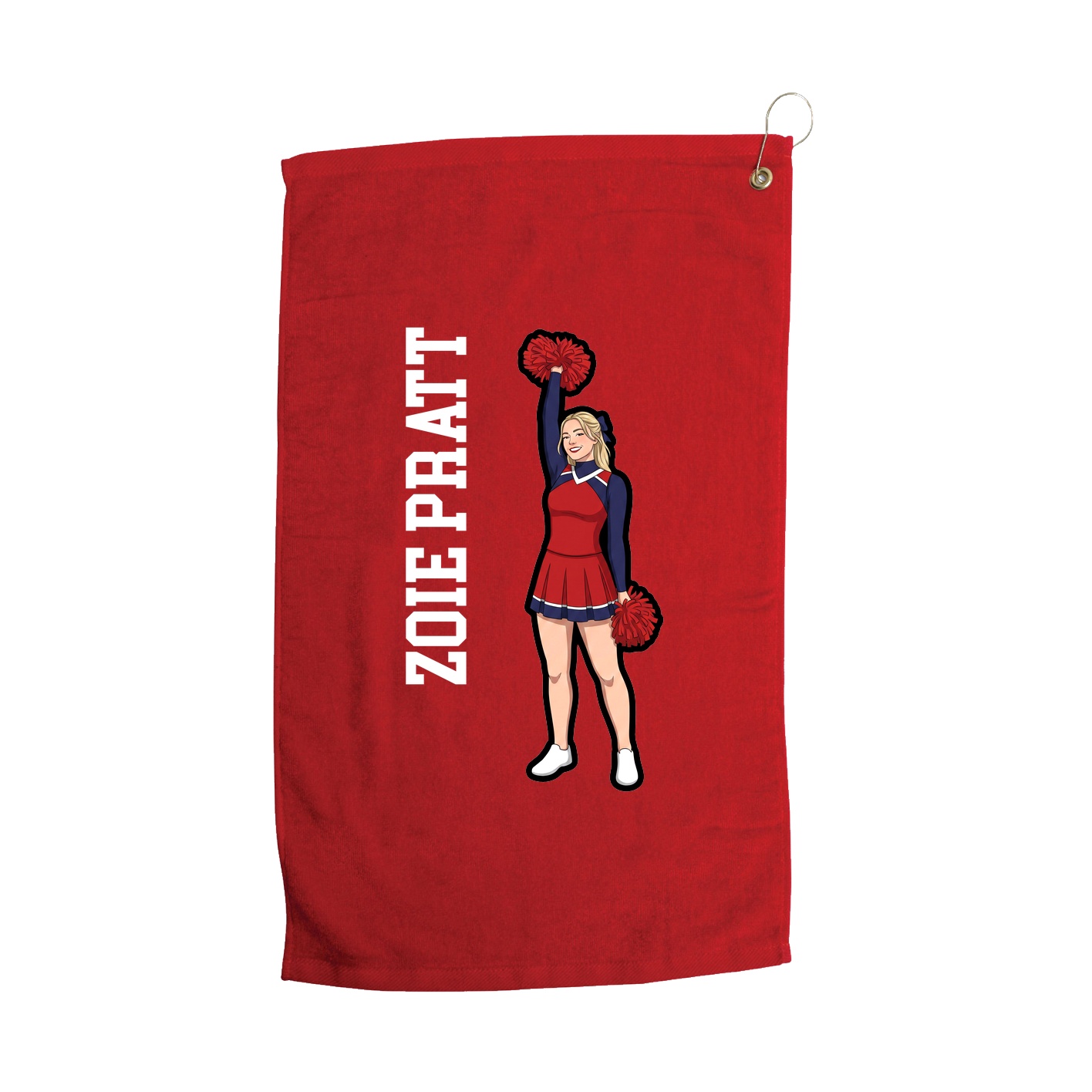 Golf Towel — Name Vertical in Red