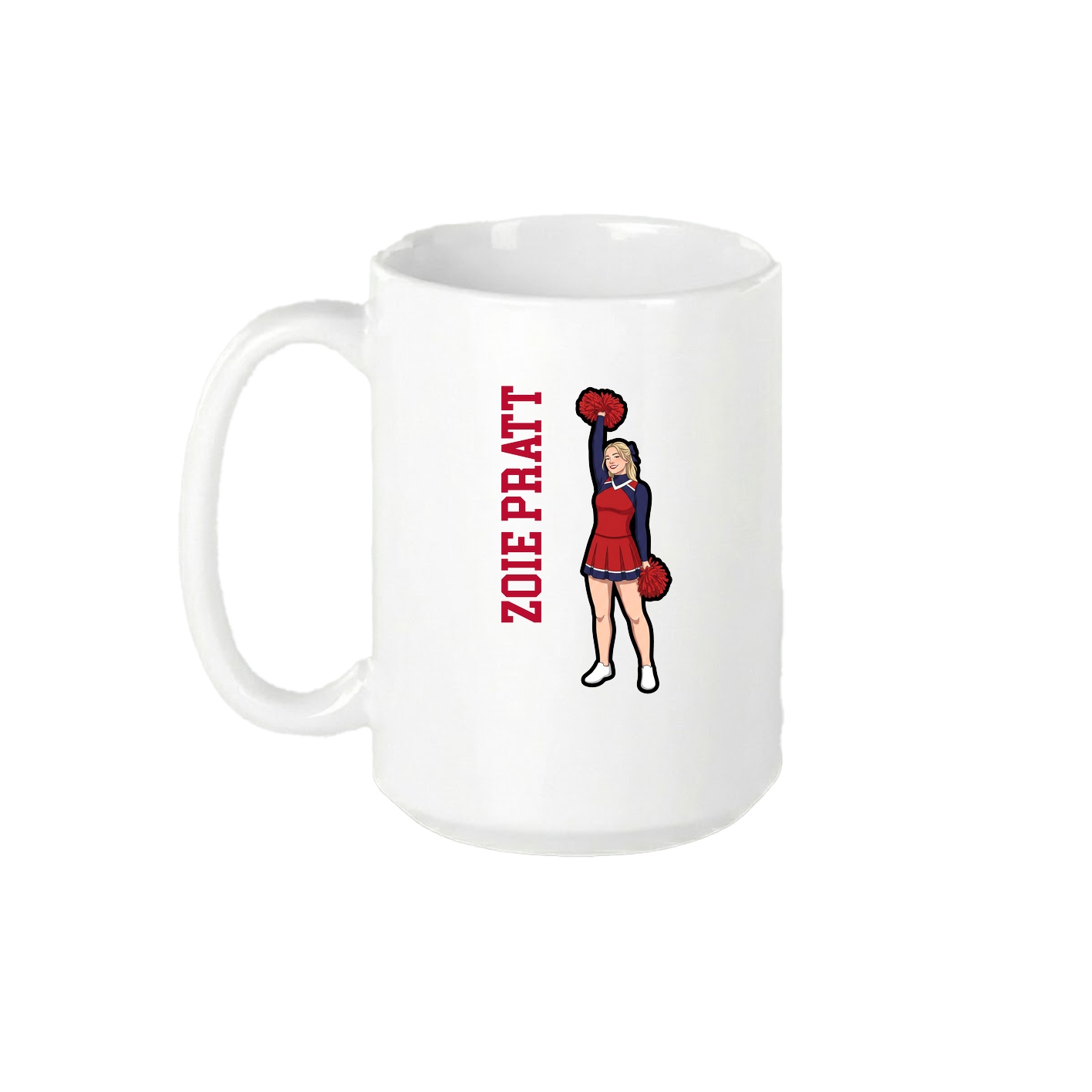 15oz Coffee Mug — Name Vertical in White