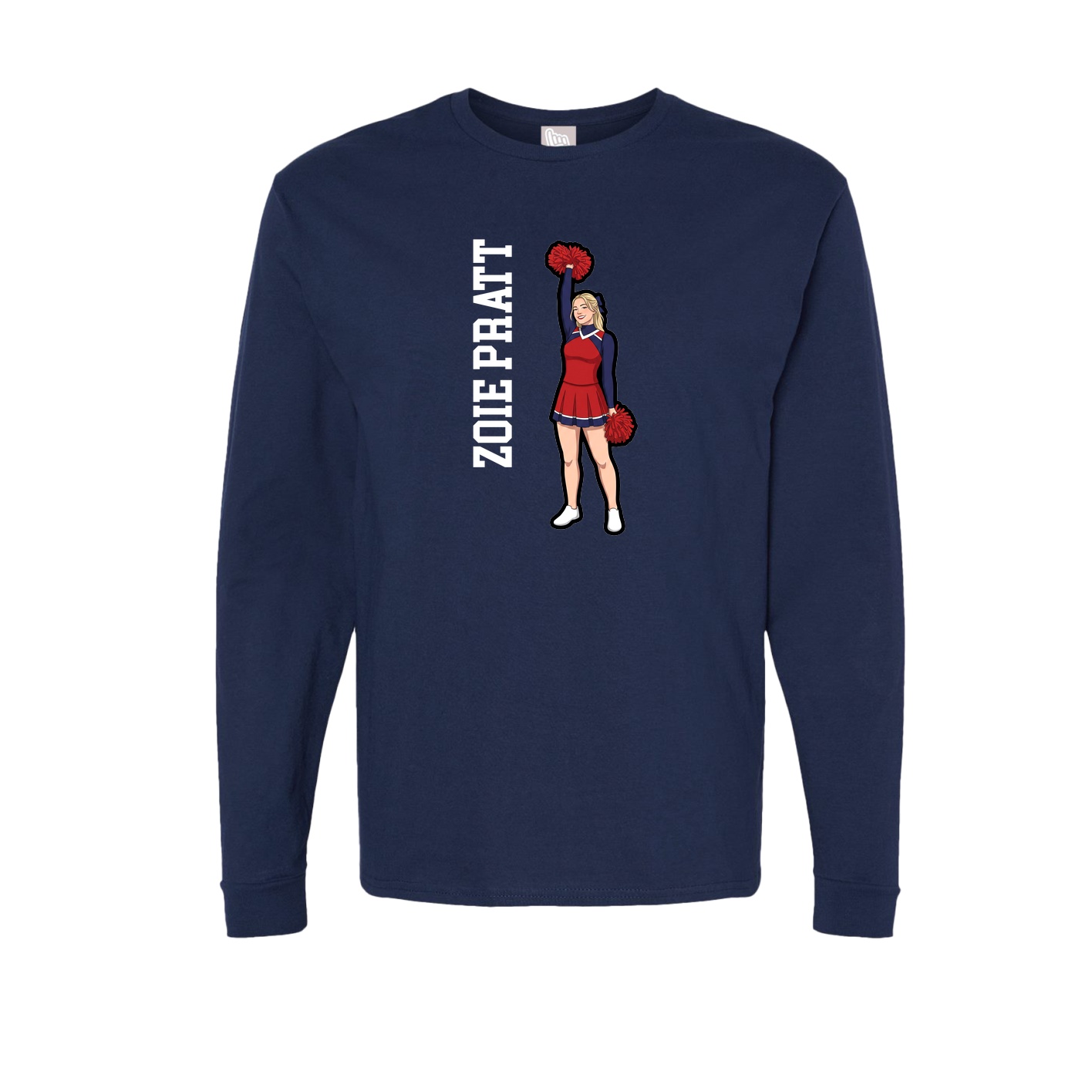 Long Sleeve Tee — Name Vertical in Navy