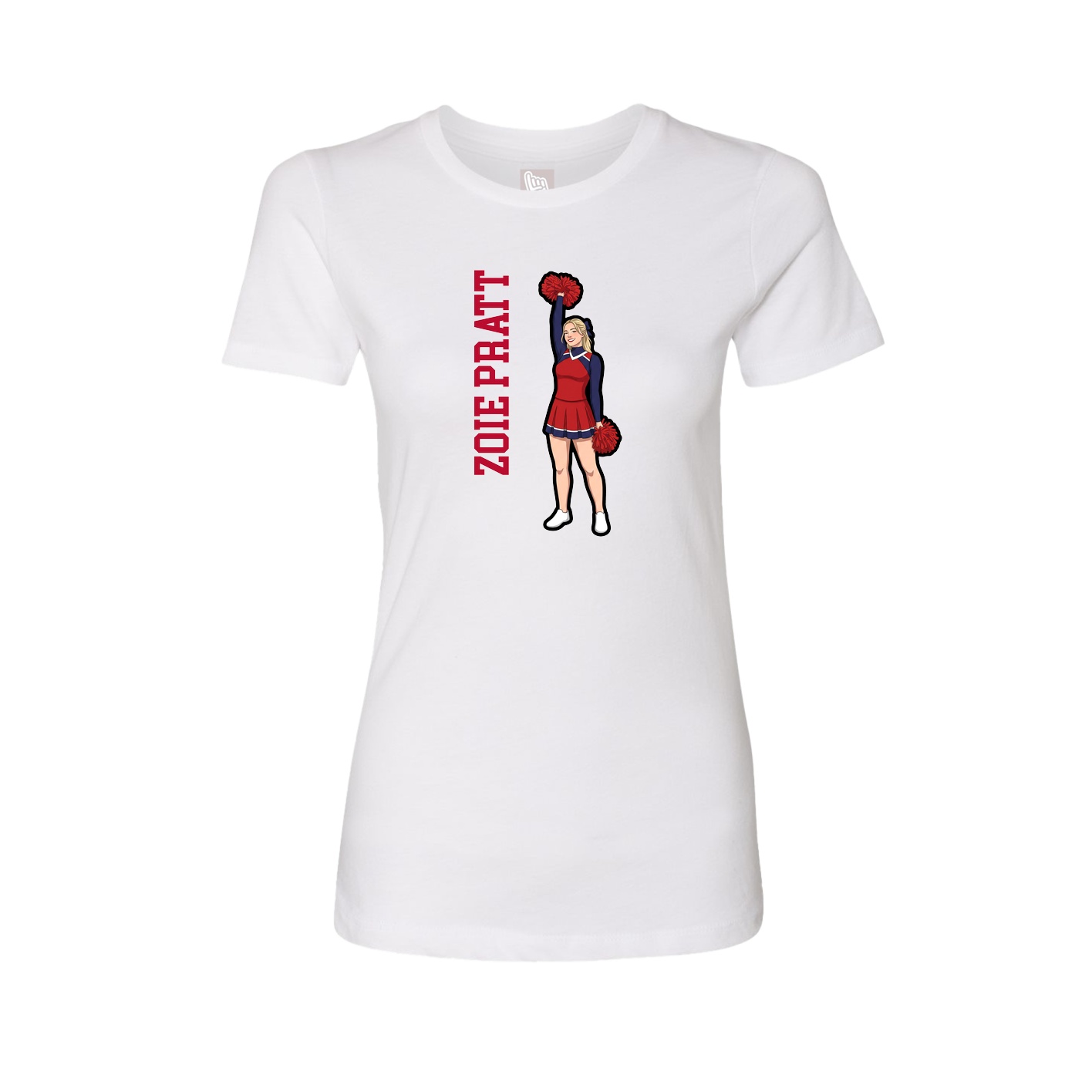 Fitted Women's Tee — Name Vertical in White