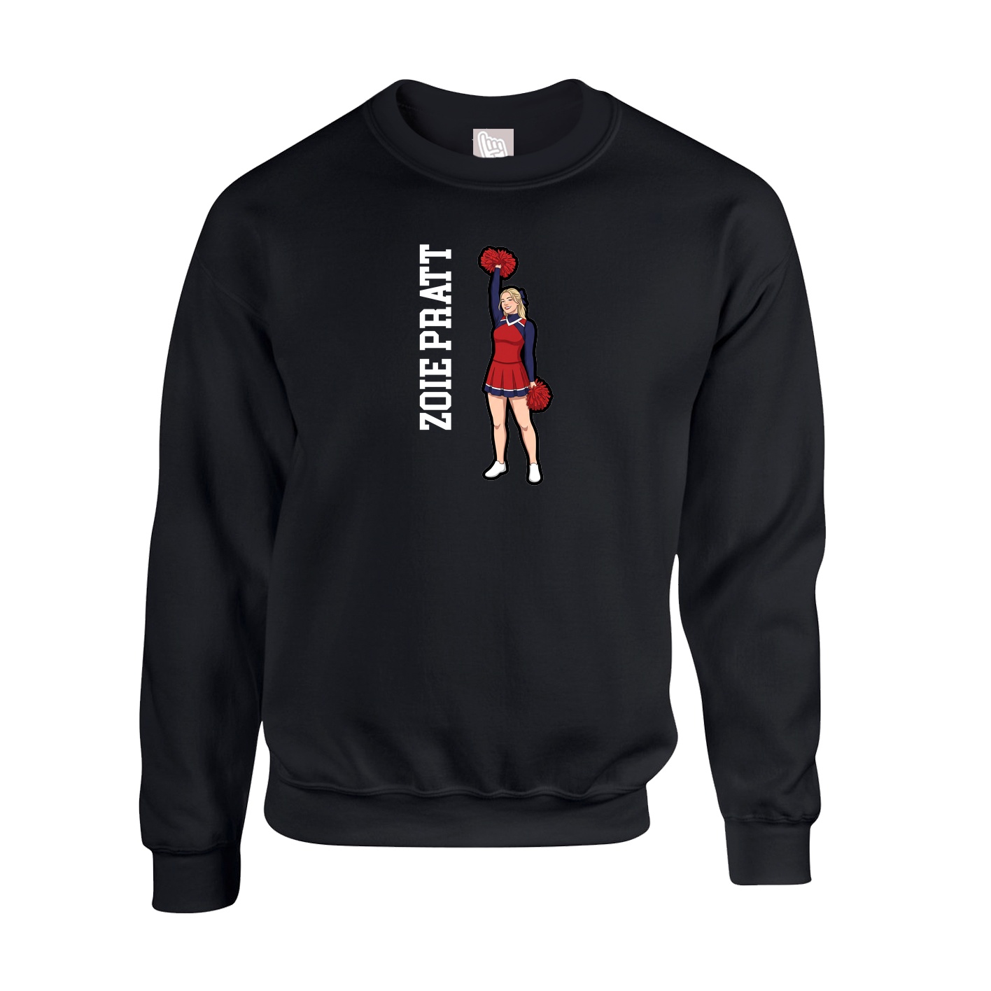 Fleece Crew — Name Vertical in Black