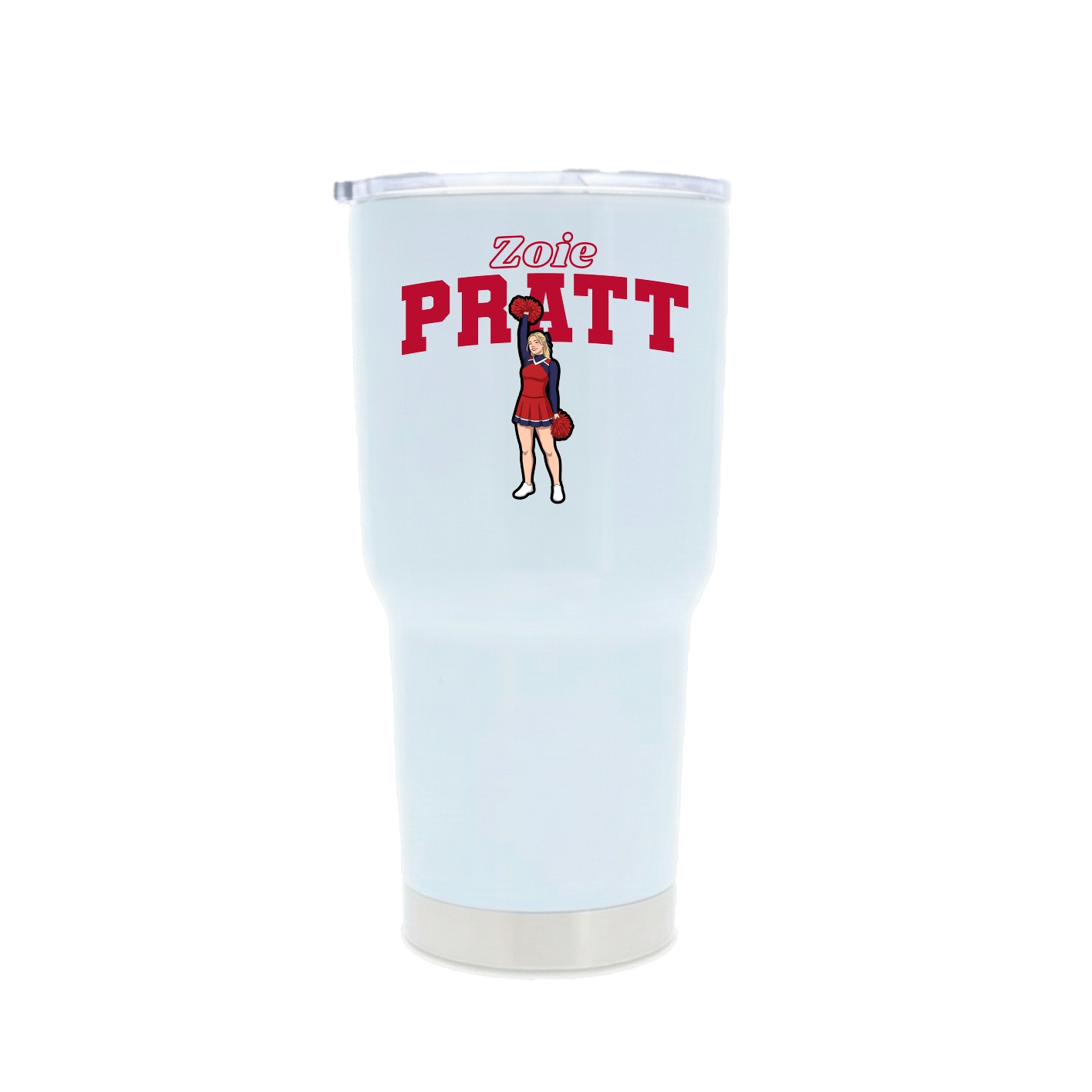 30oz Stainless Steel Tumbler — Name Arch in White