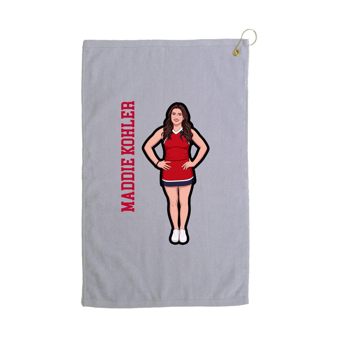 Golf Towel — Name Vertical in Grey