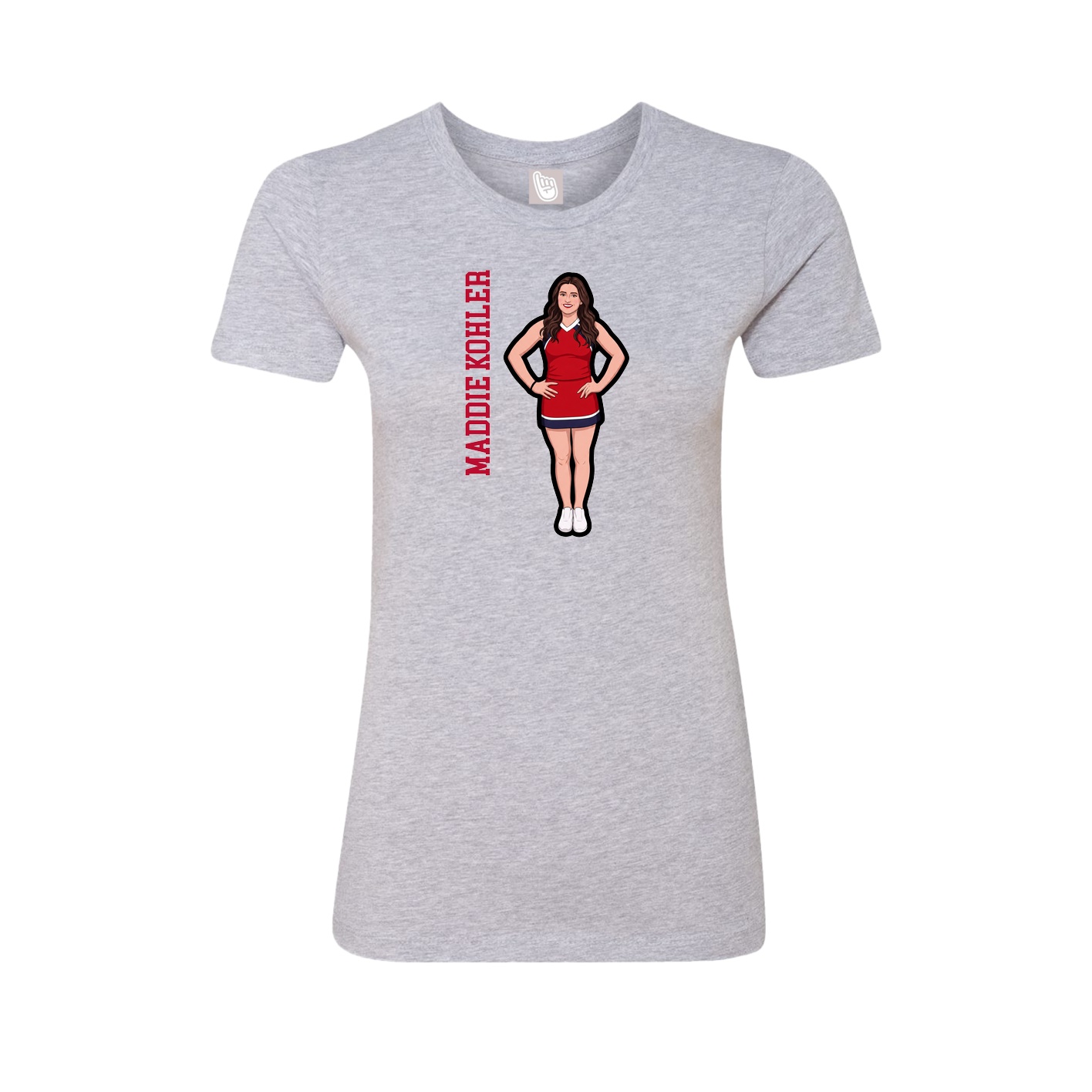 Fitted Women's Tee — Name Vertical in Grey