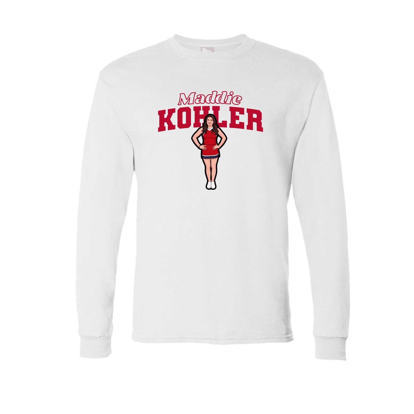 Long Sleeve Tee — Name Arch in White