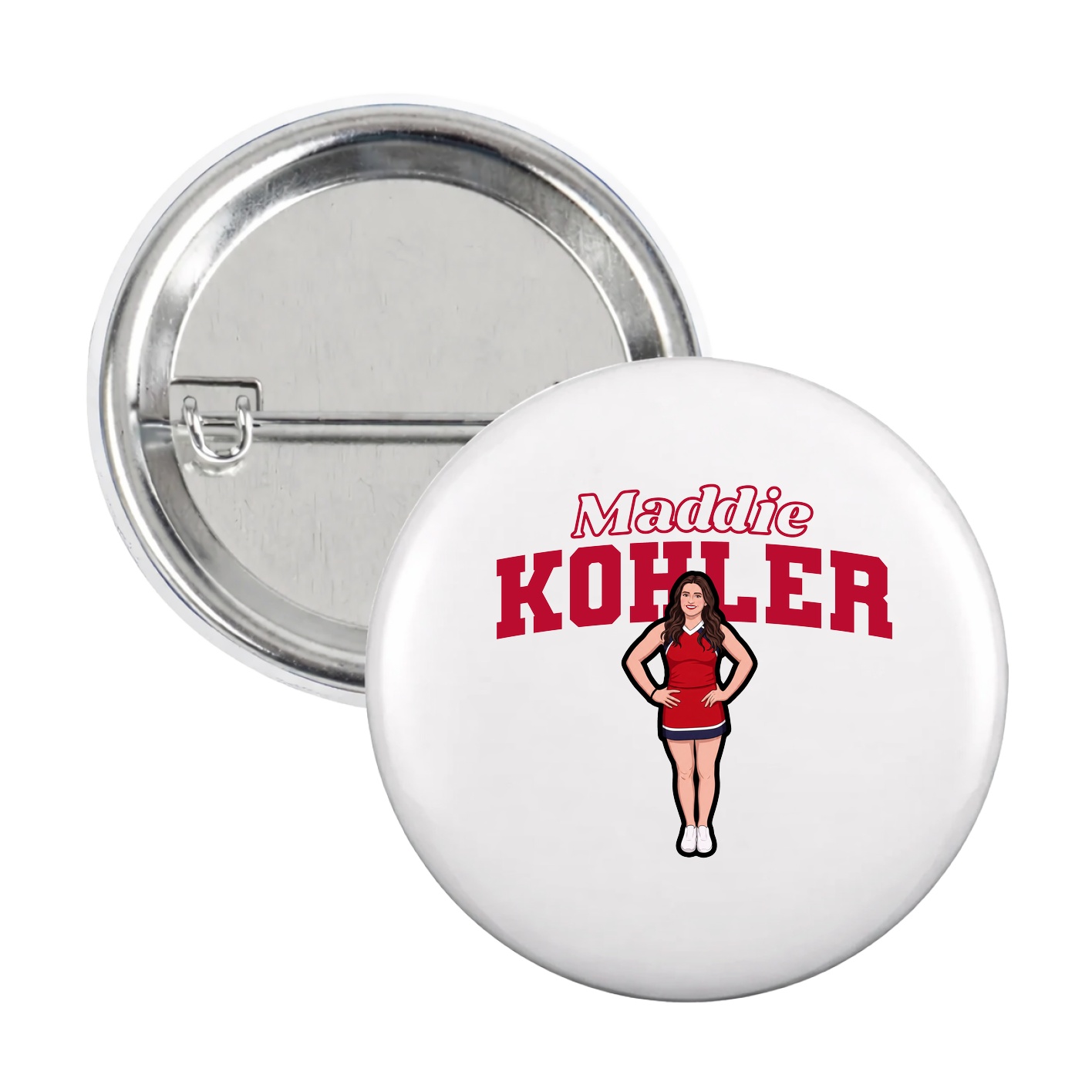 Game Day Button — Name Arch in White