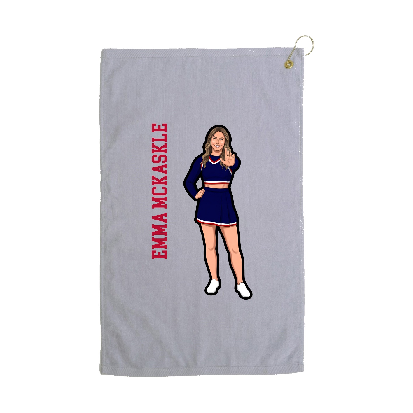 Golf Towel — Name Vertical in Grey