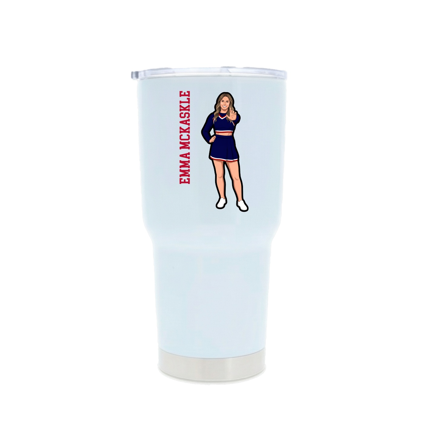 30oz Stainless Steel Tumbler — Name Vertical in White
