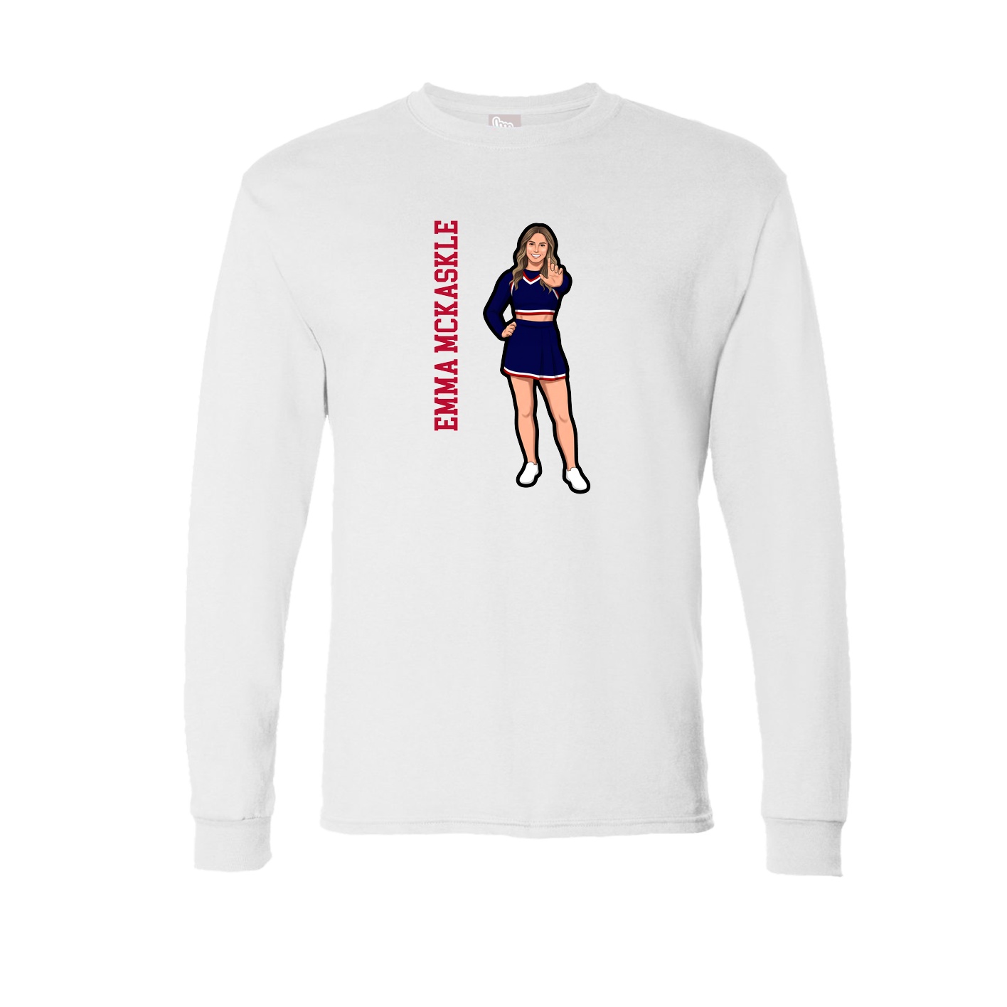 Long Sleeve Tee — Name Vertical in White