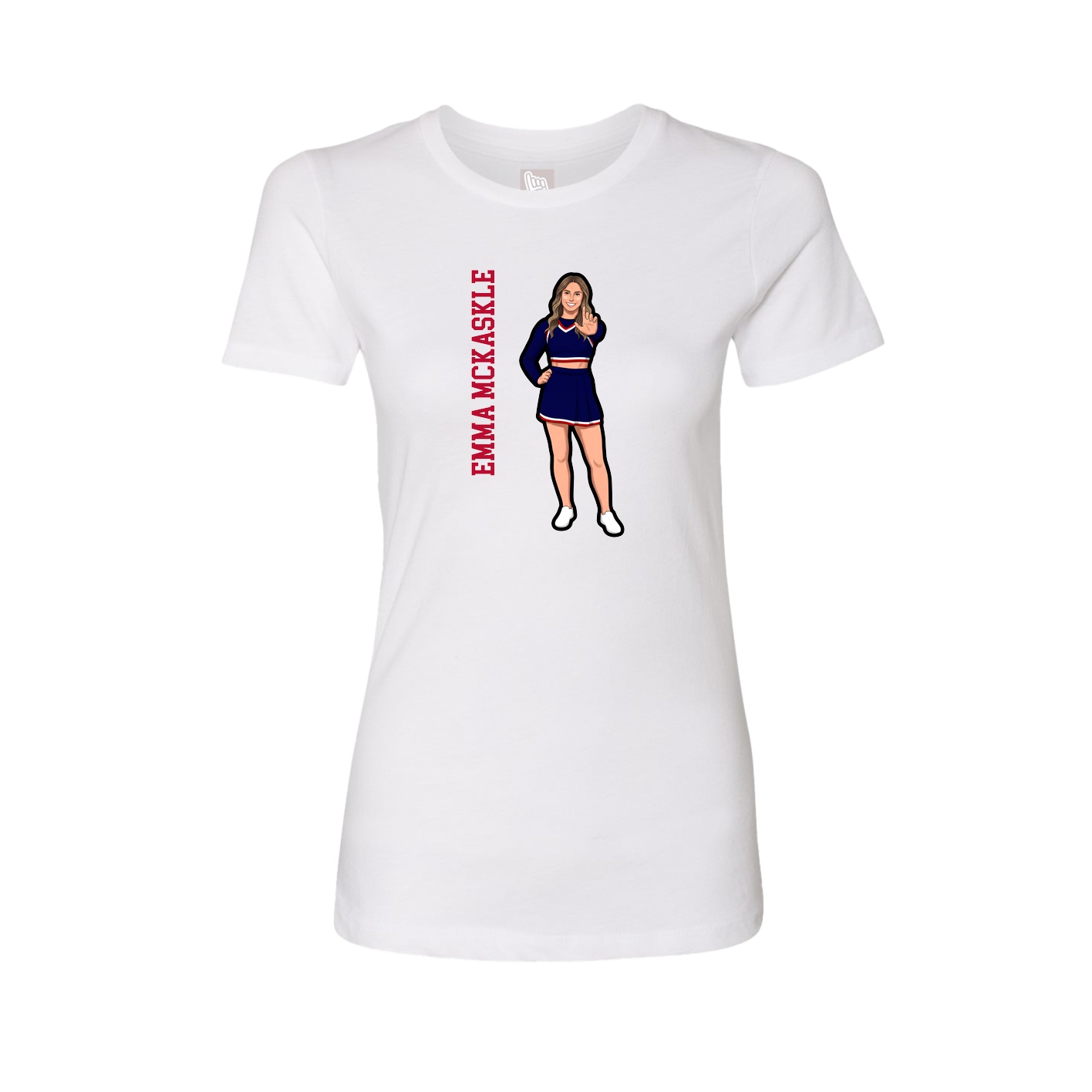 Fitted Women's Tee — Name Vertical in White