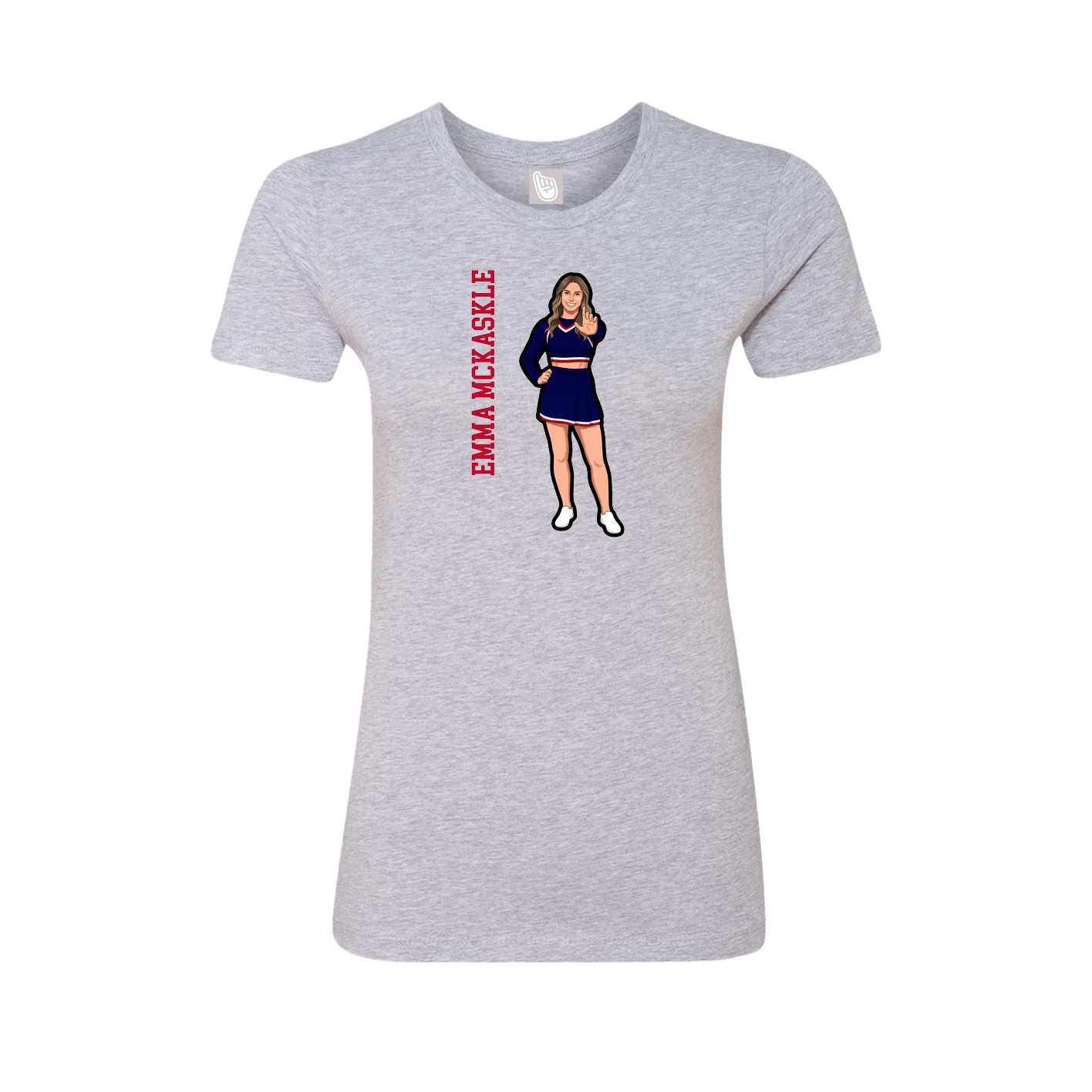 Fitted Women's Tee — Name Vertical in Grey
