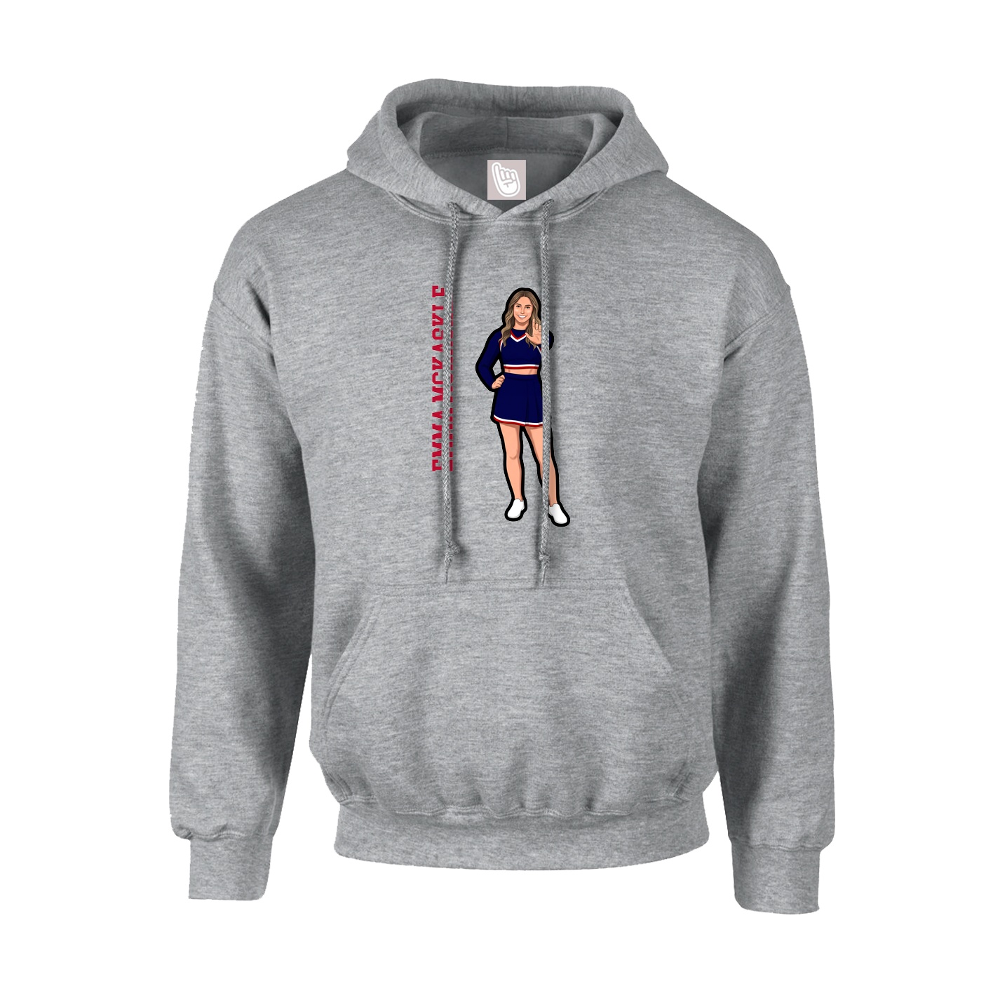 Youth Hoodie — Name Vertical in Grey