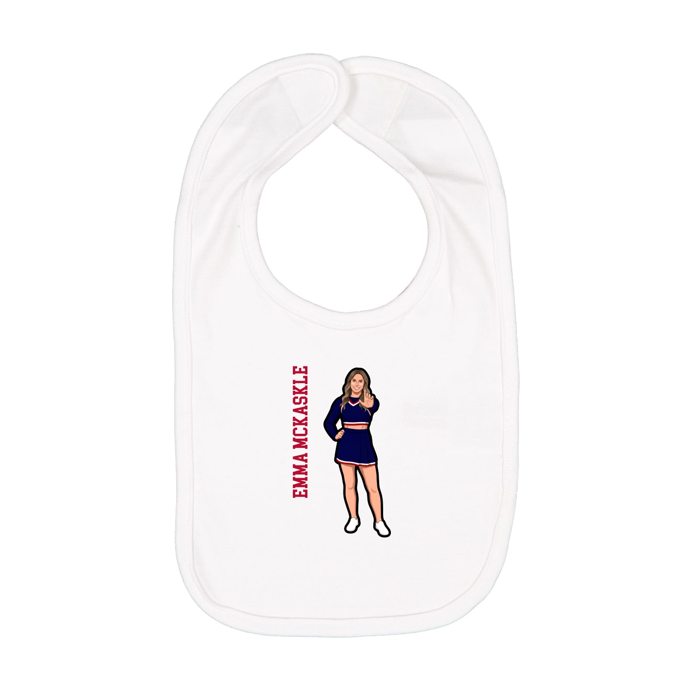 Infant Bib — Name Vertical in White