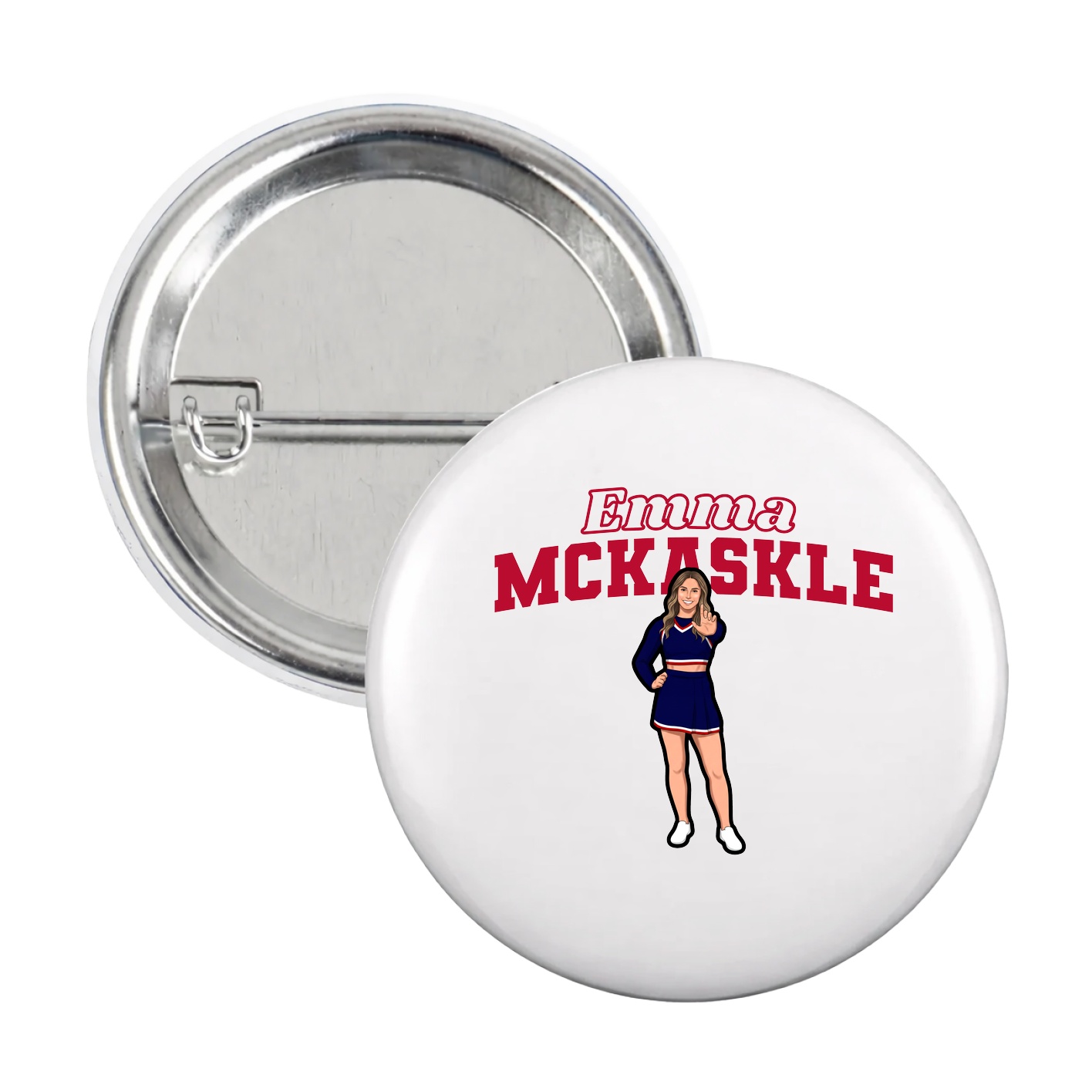 Game Day Button — Name Arch in White