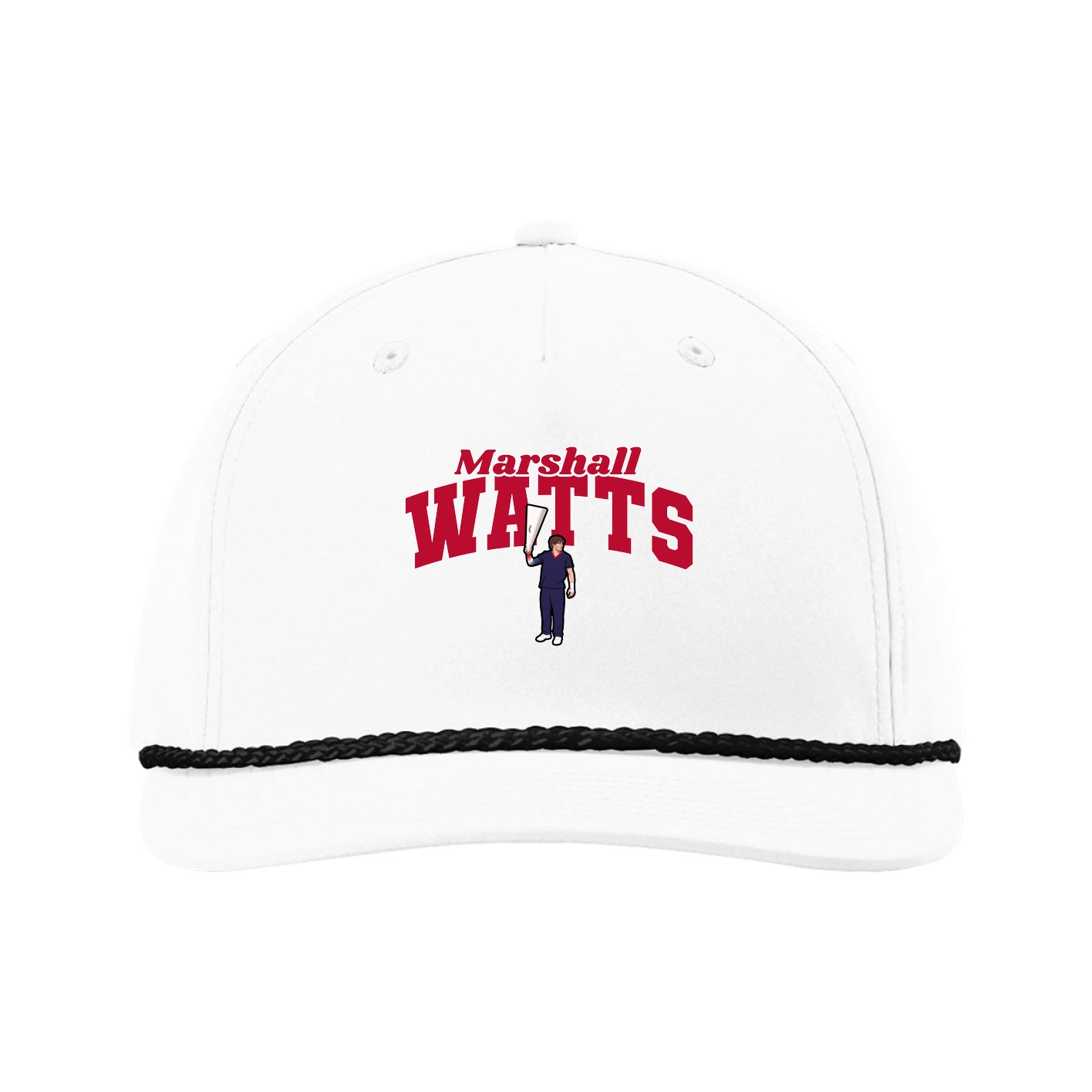 Five-Panel Classic Rope Cap — Signature Arch in White