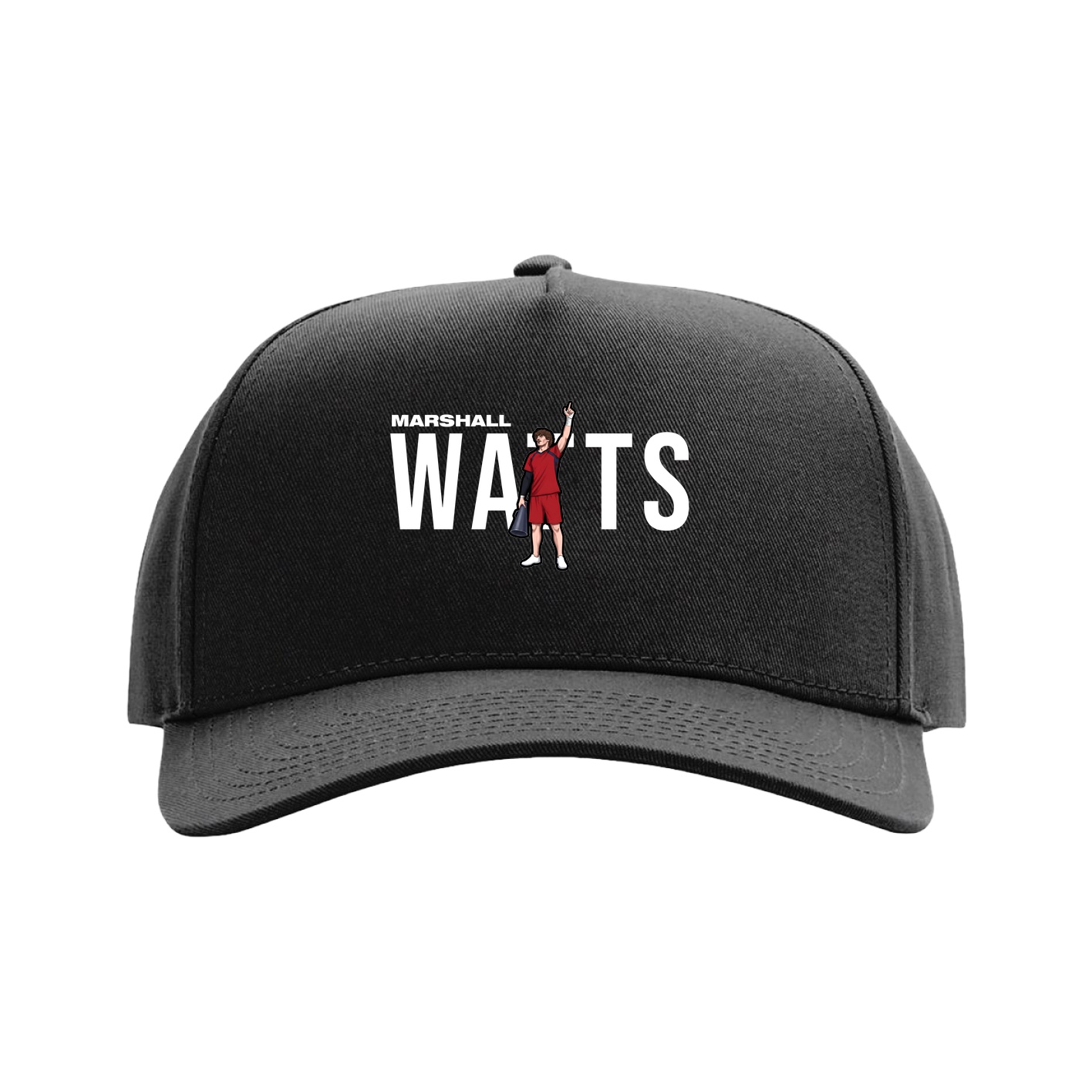 Full Fabric Five-Panel Champ Cap — Player Name in Black