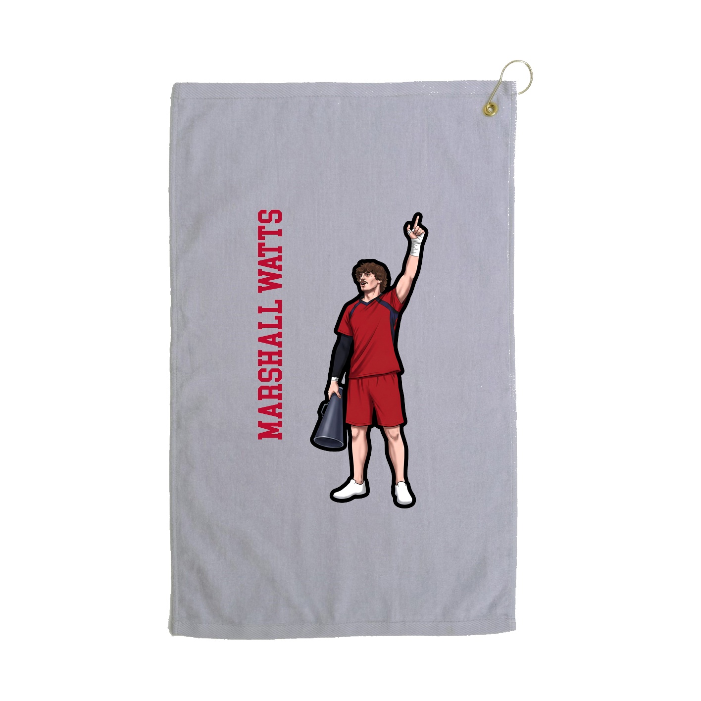 Golf Towel — Name Vertical in Grey