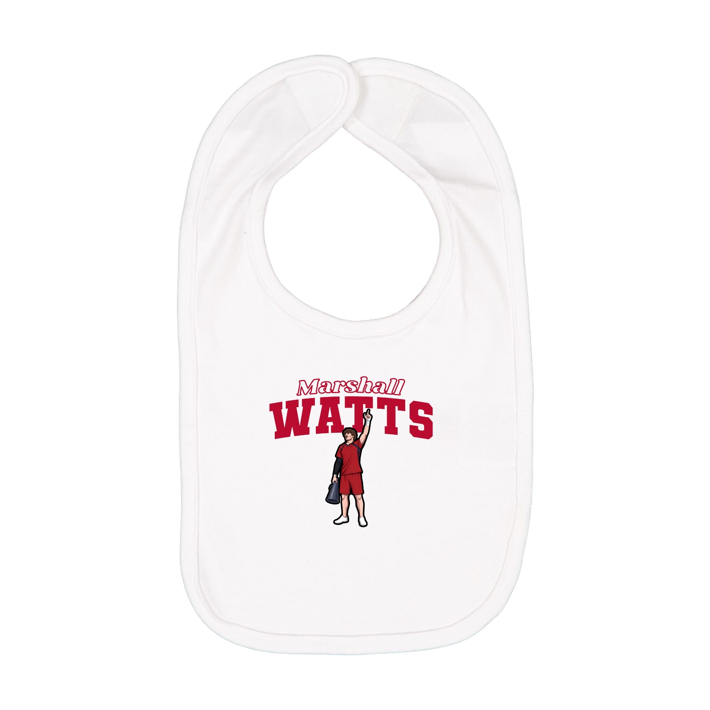 Infant Bib — Name Arch in White