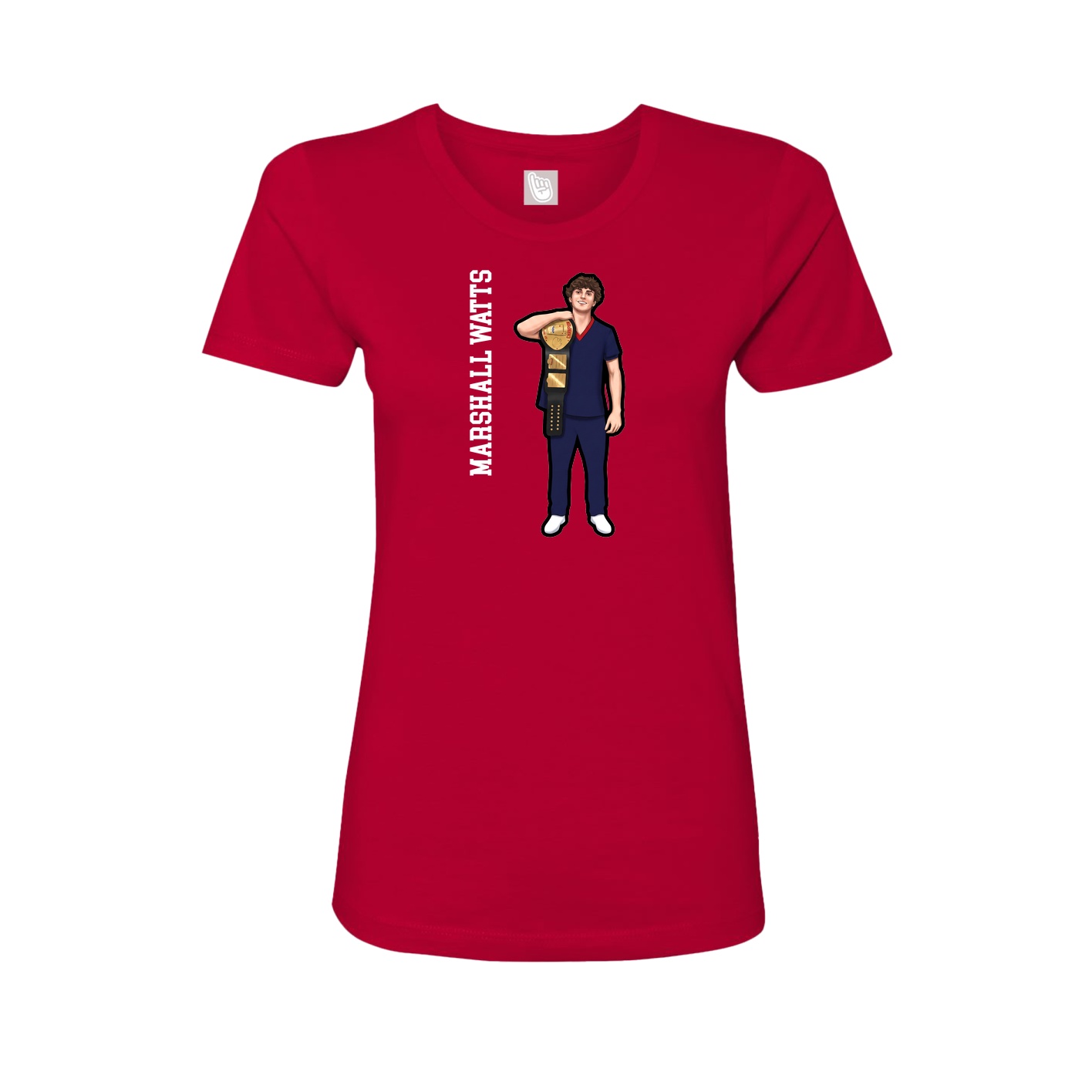 Fitted Women's Tee — Name Vertical in Red
