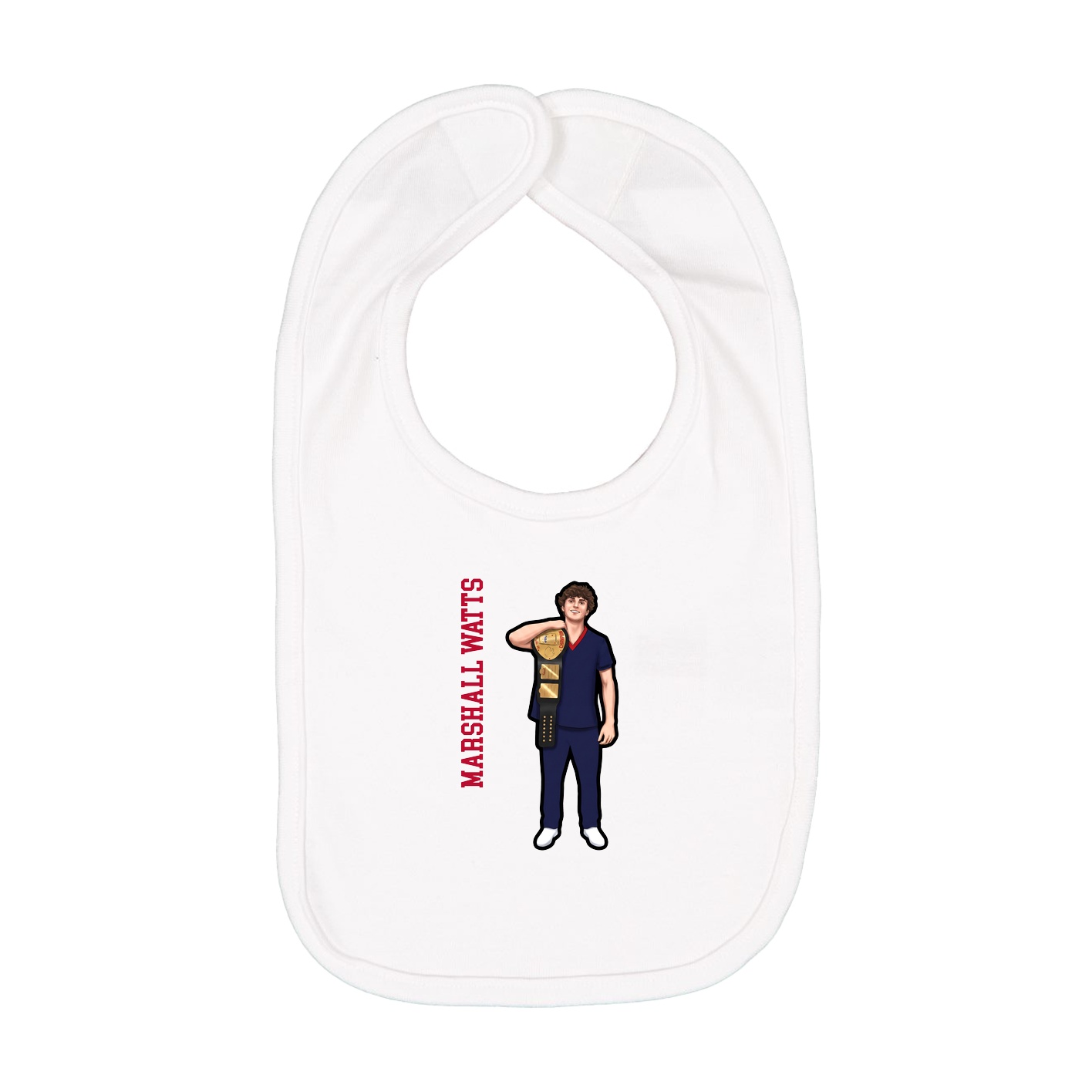 Infant Bib — Name Vertical in White