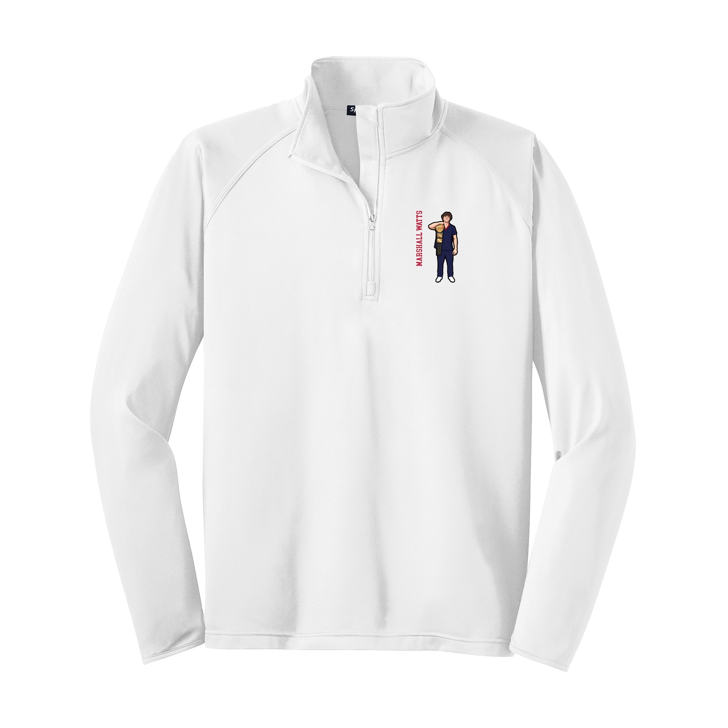 Q-Zip Pullover — Name Vertical in White