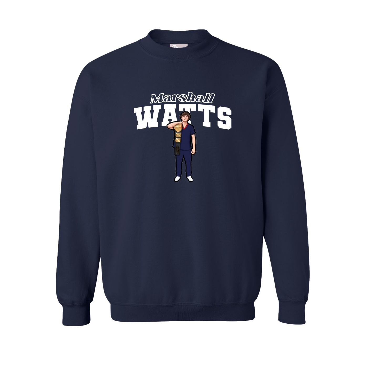 Fleece Crew — Name Arch in Navy