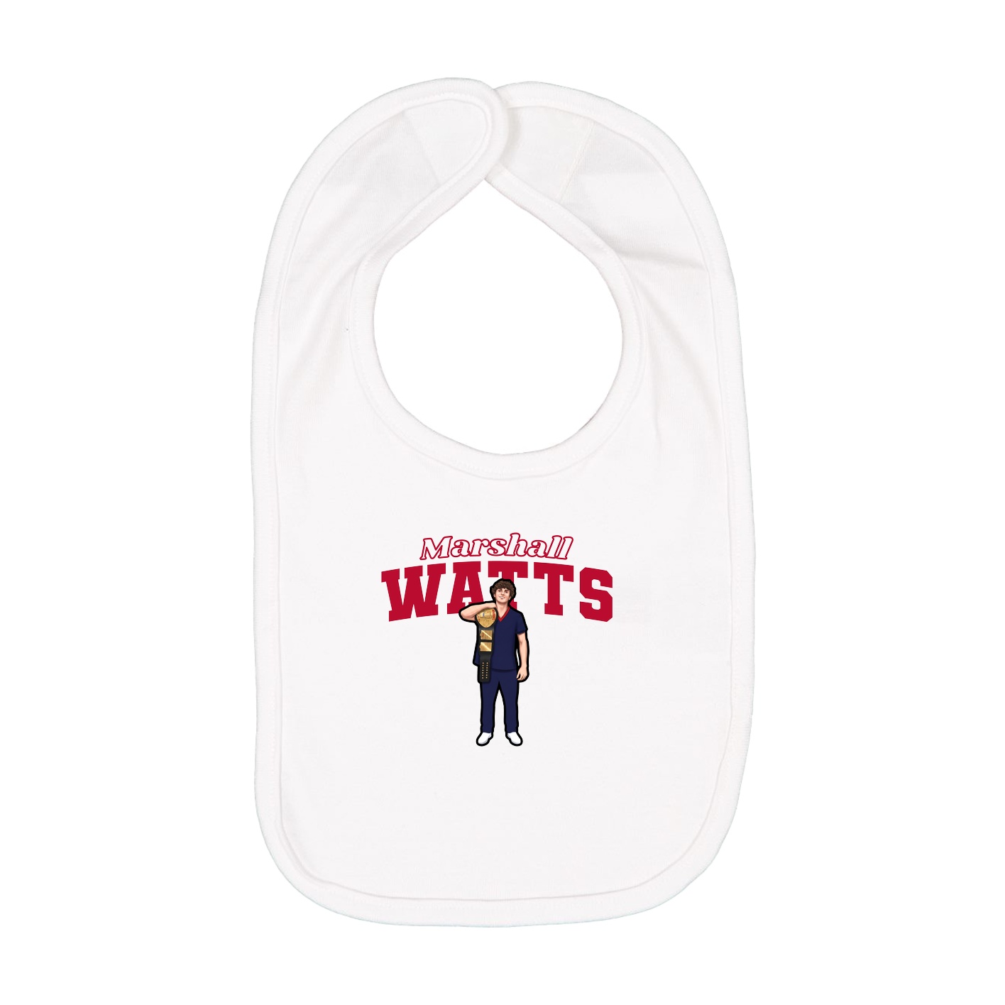 Infant Bib — Name Arch in White