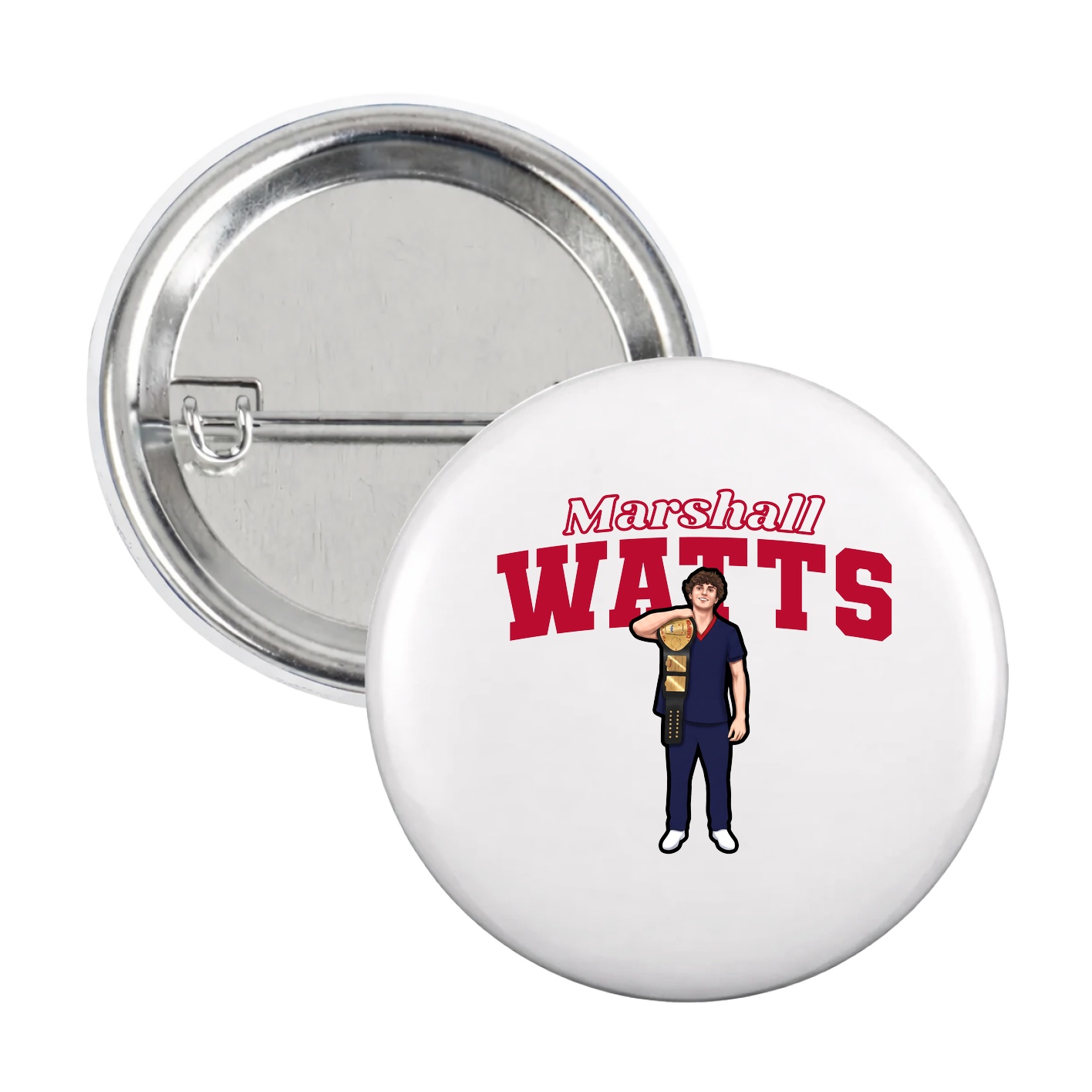 Game Day Button — Name Arch in White