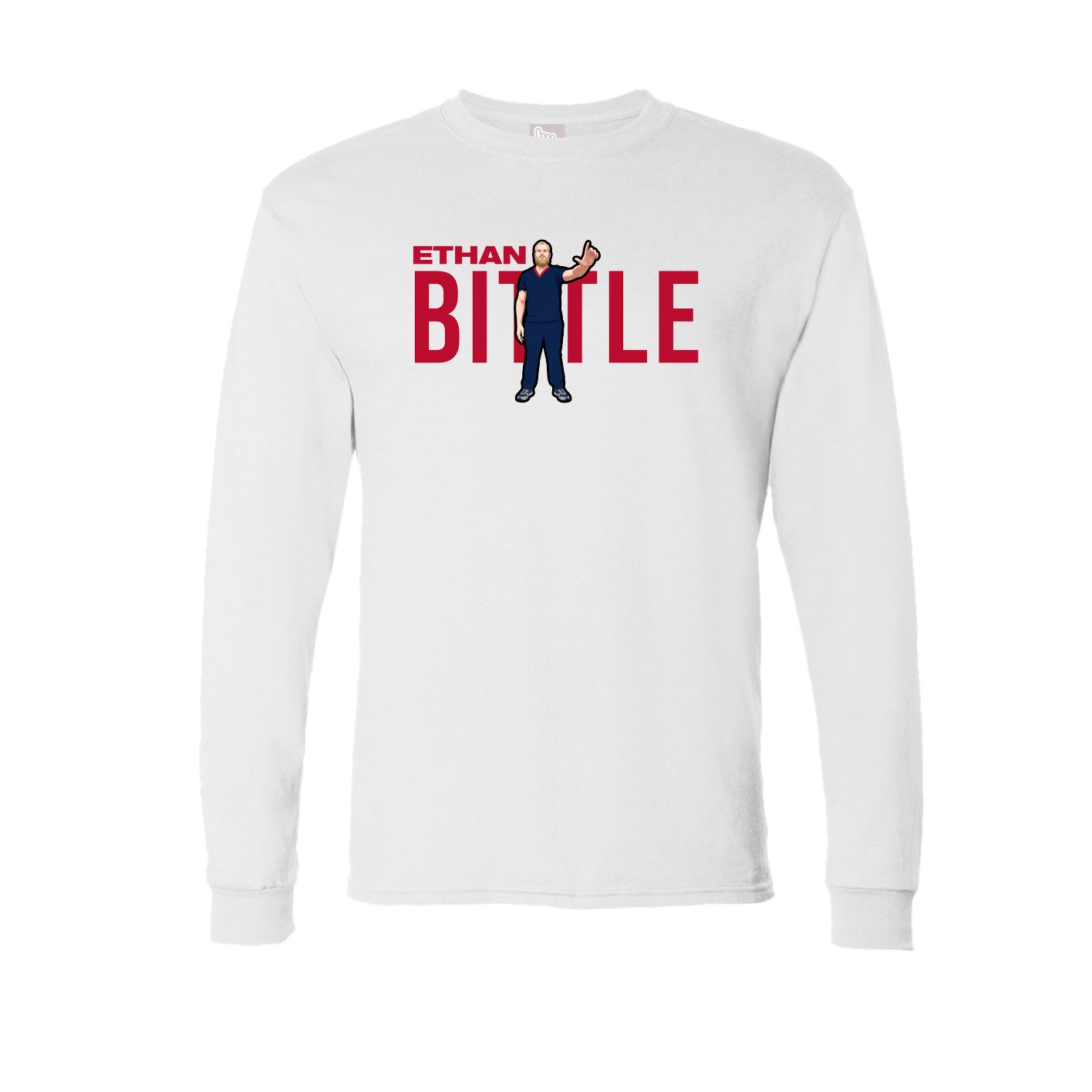 Long Sleeve Tee — Player Name in White