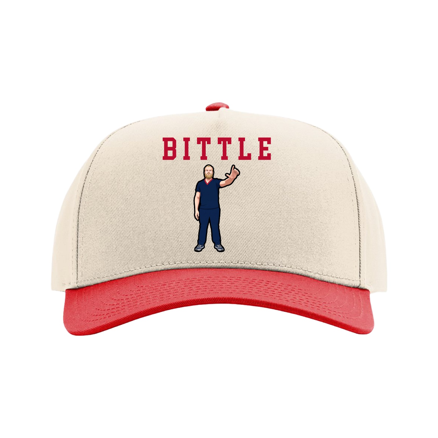 Full Fabric Five-Panel Champ Cap — Shirsey in Cream/Red