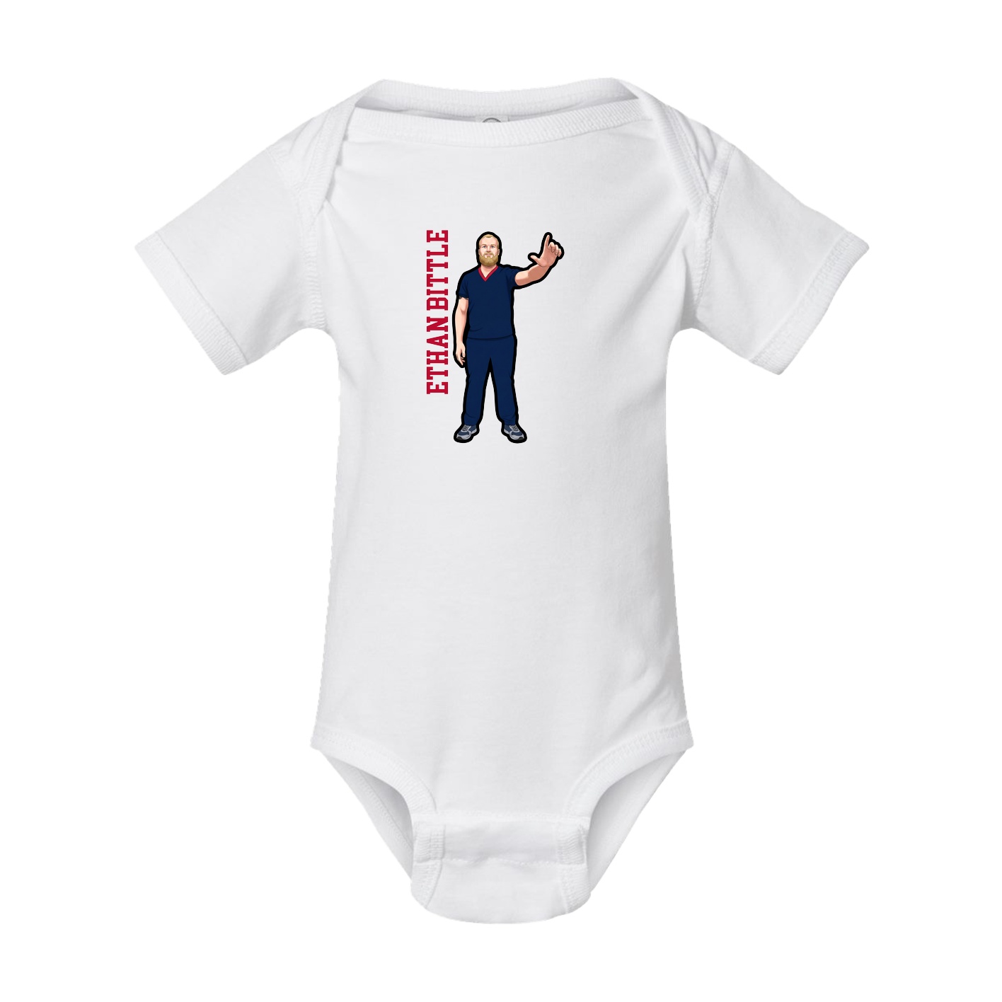 Baby Onesie — Name Vertical in White