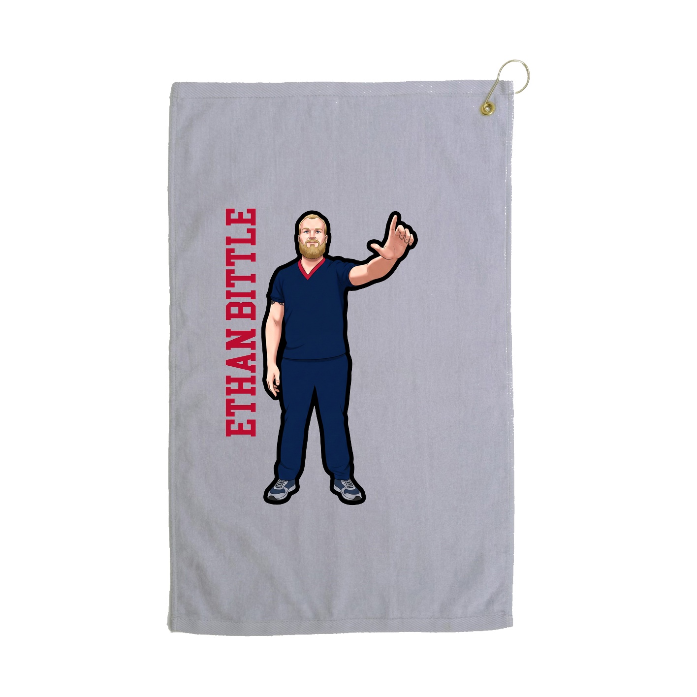 Golf Towel — Name Vertical in Grey