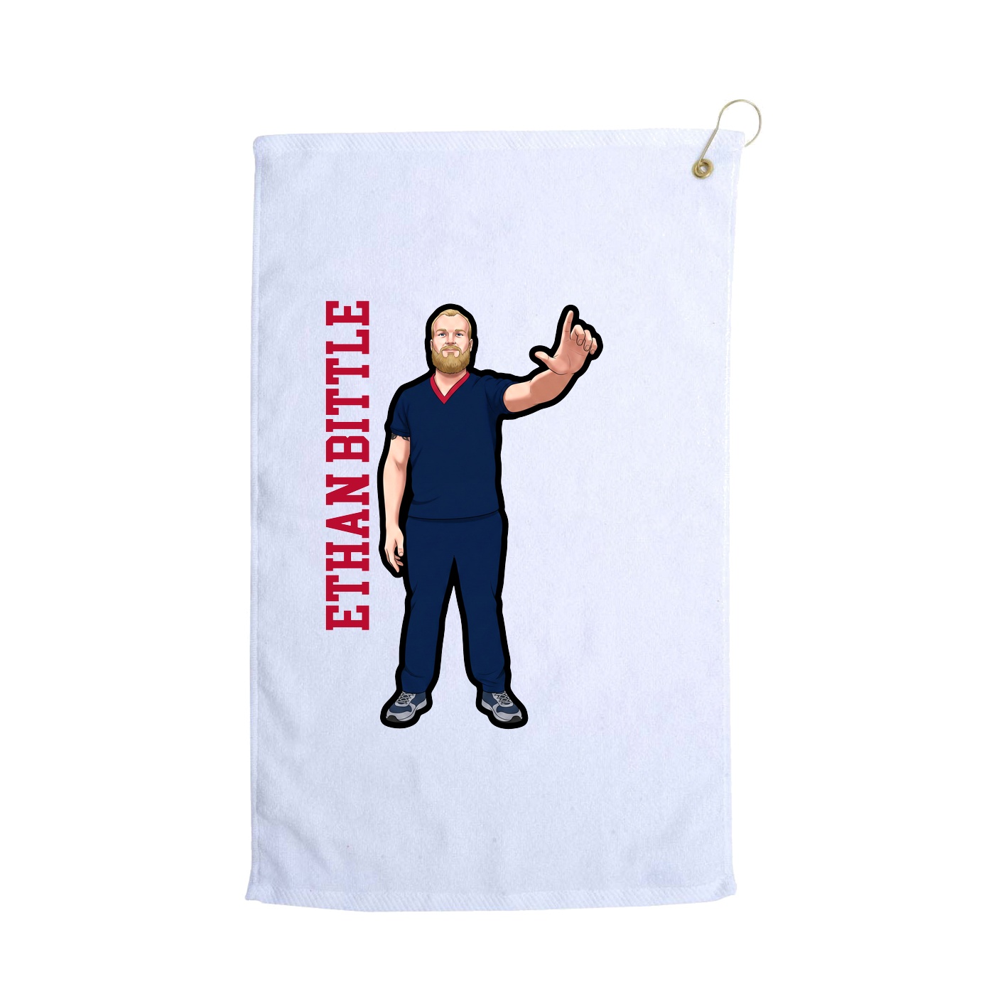Golf Towel — Name Vertical in White
