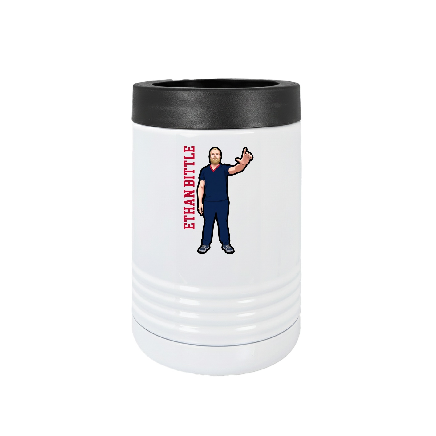 Beverage Holder — Name Vertical in White