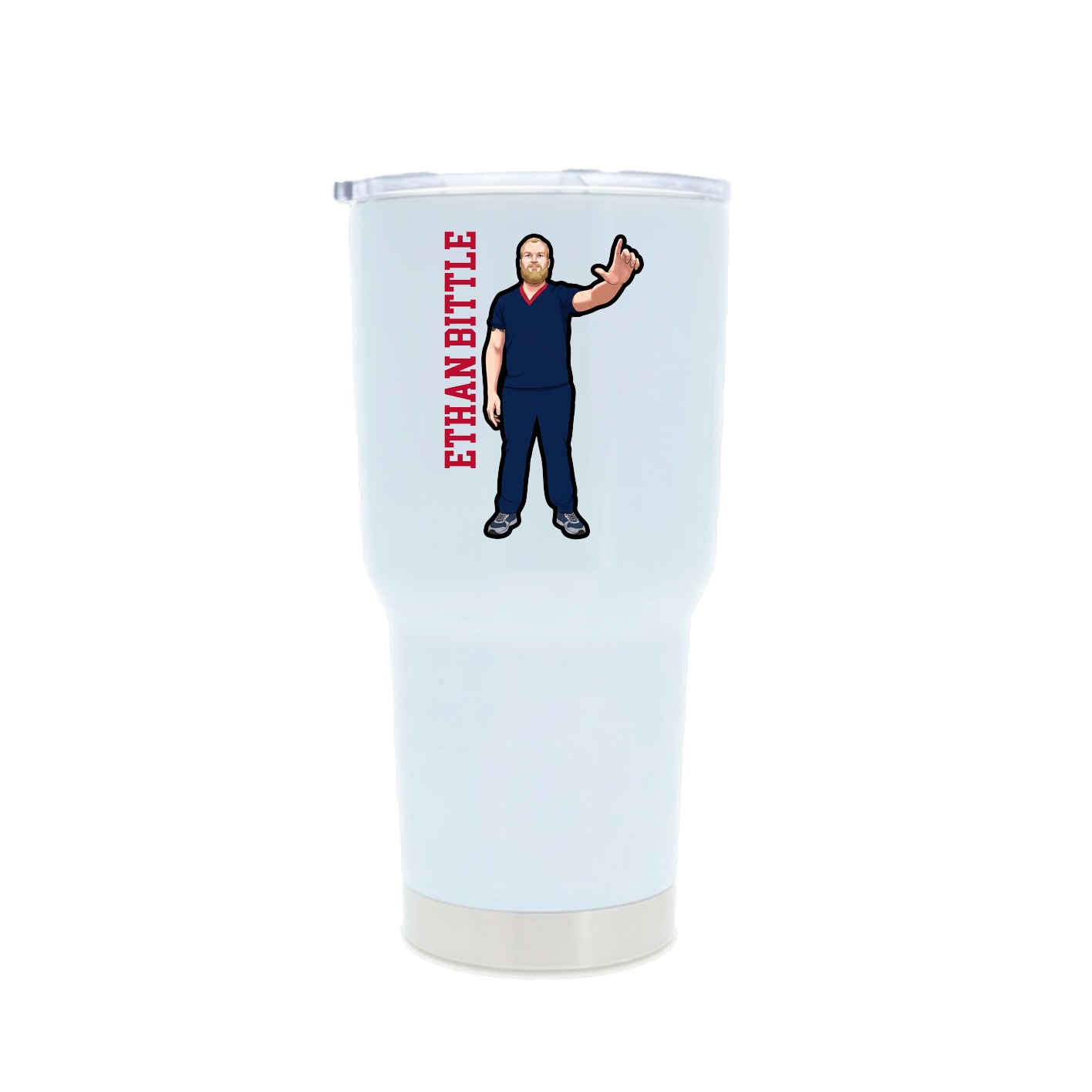 30oz Stainless Steel Tumbler — Name Vertical in White