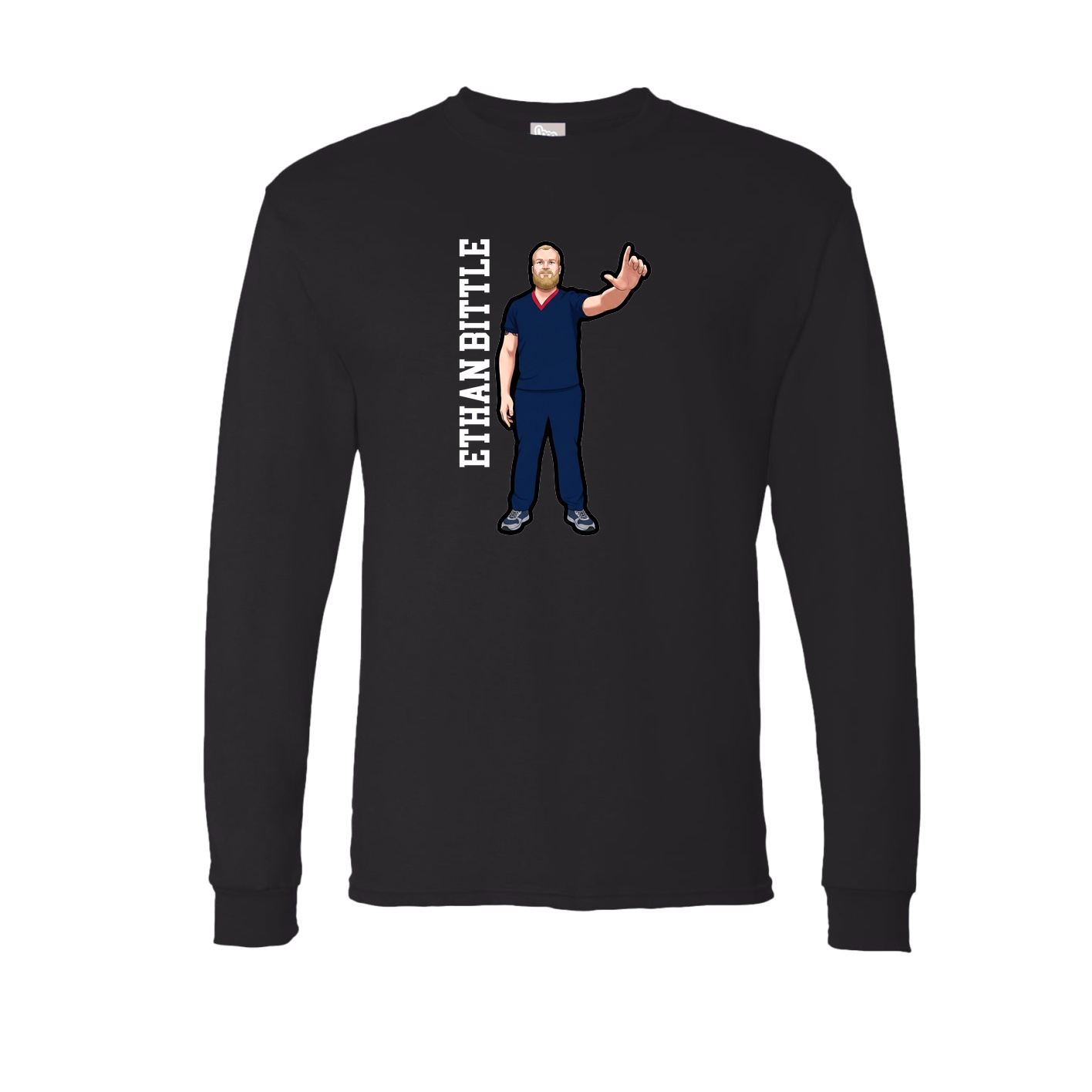 Long Sleeve Tee — Name Vertical in Black