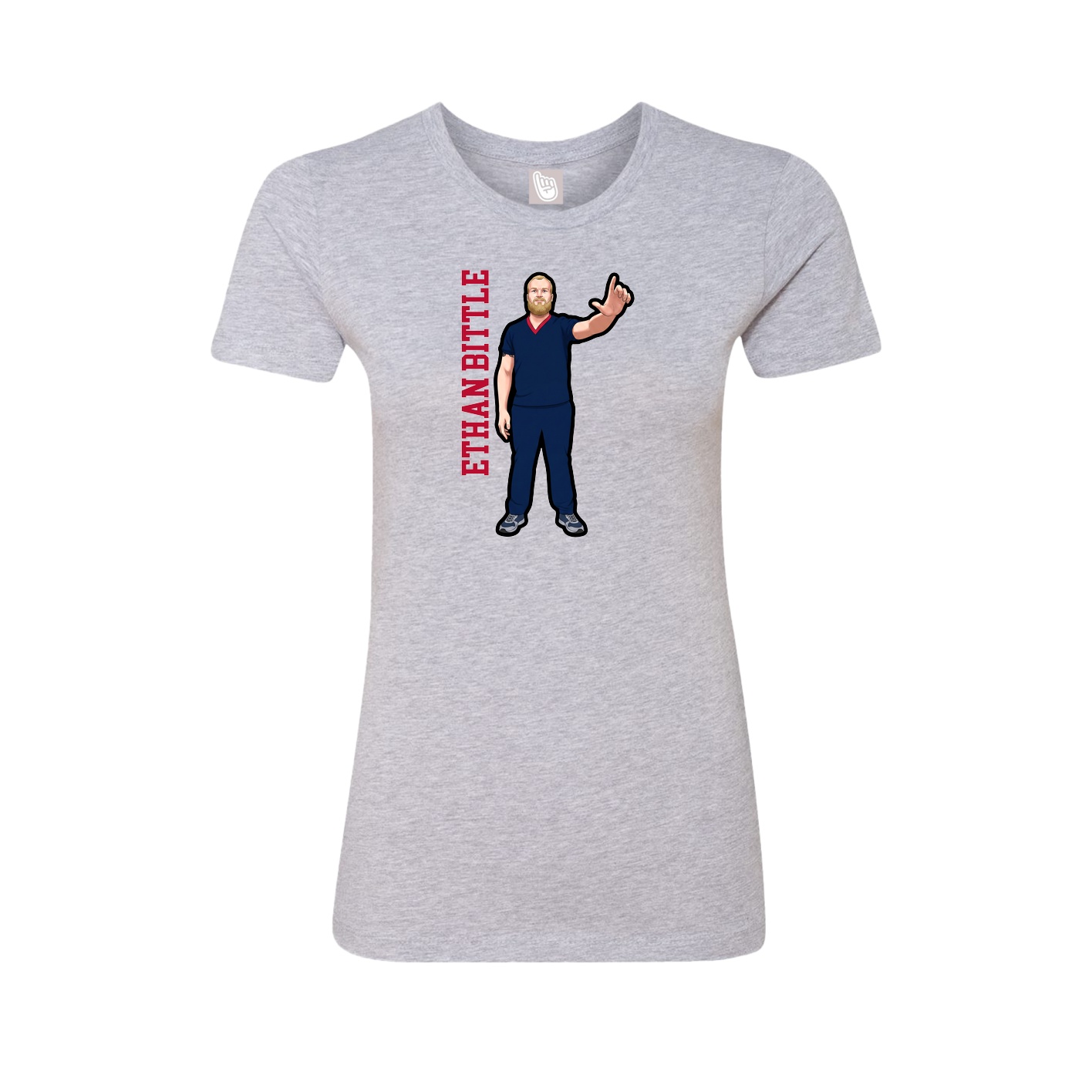 Fitted Women's Tee — Name Vertical in Grey