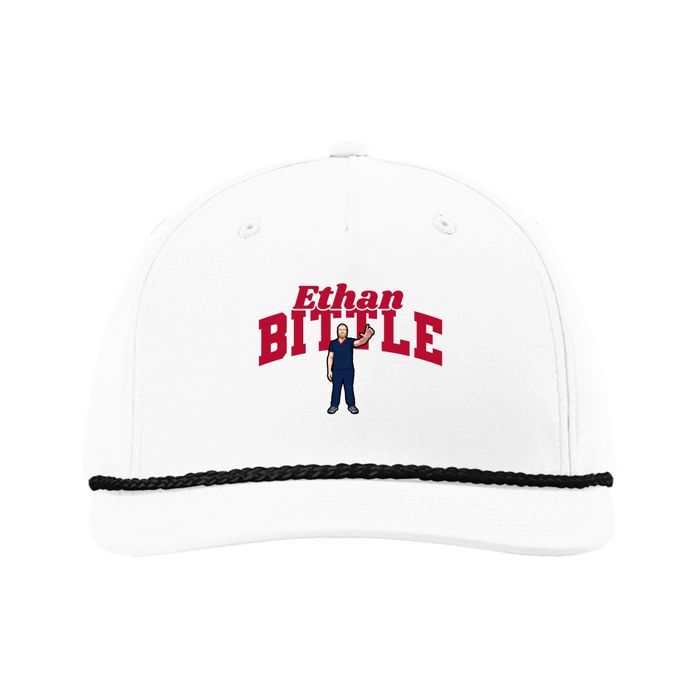 Five-Panel Classic Rope Cap — Signature Arch in White