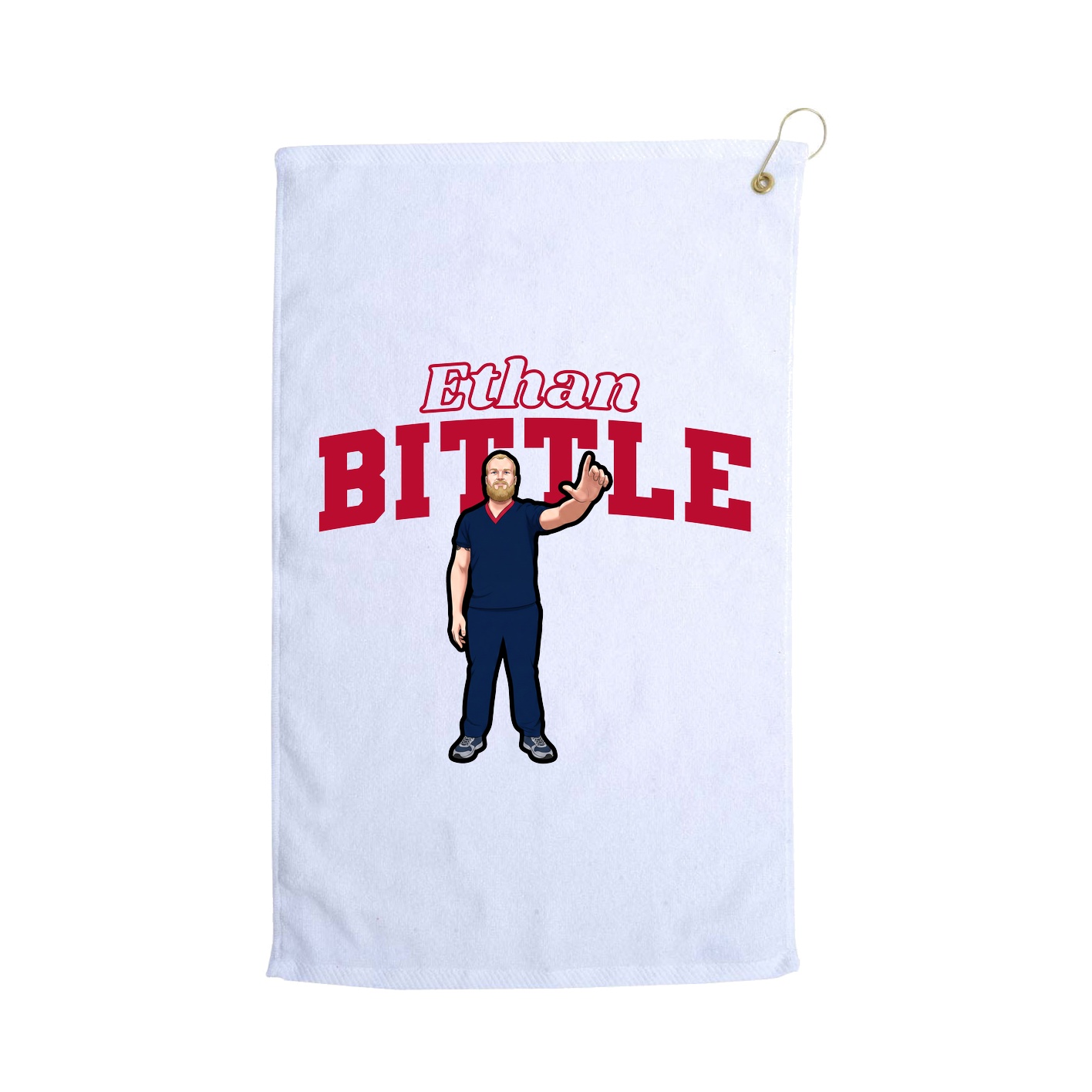 Golf Towel — Name Arch in White