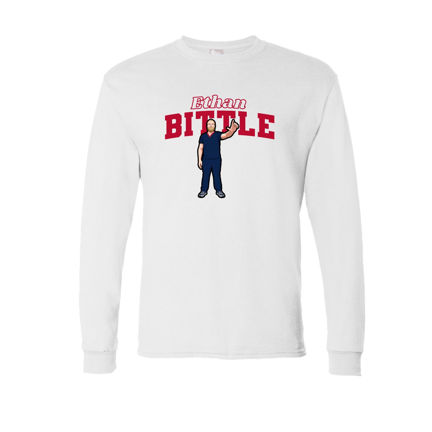 Long Sleeve Tee — Name Arch in White