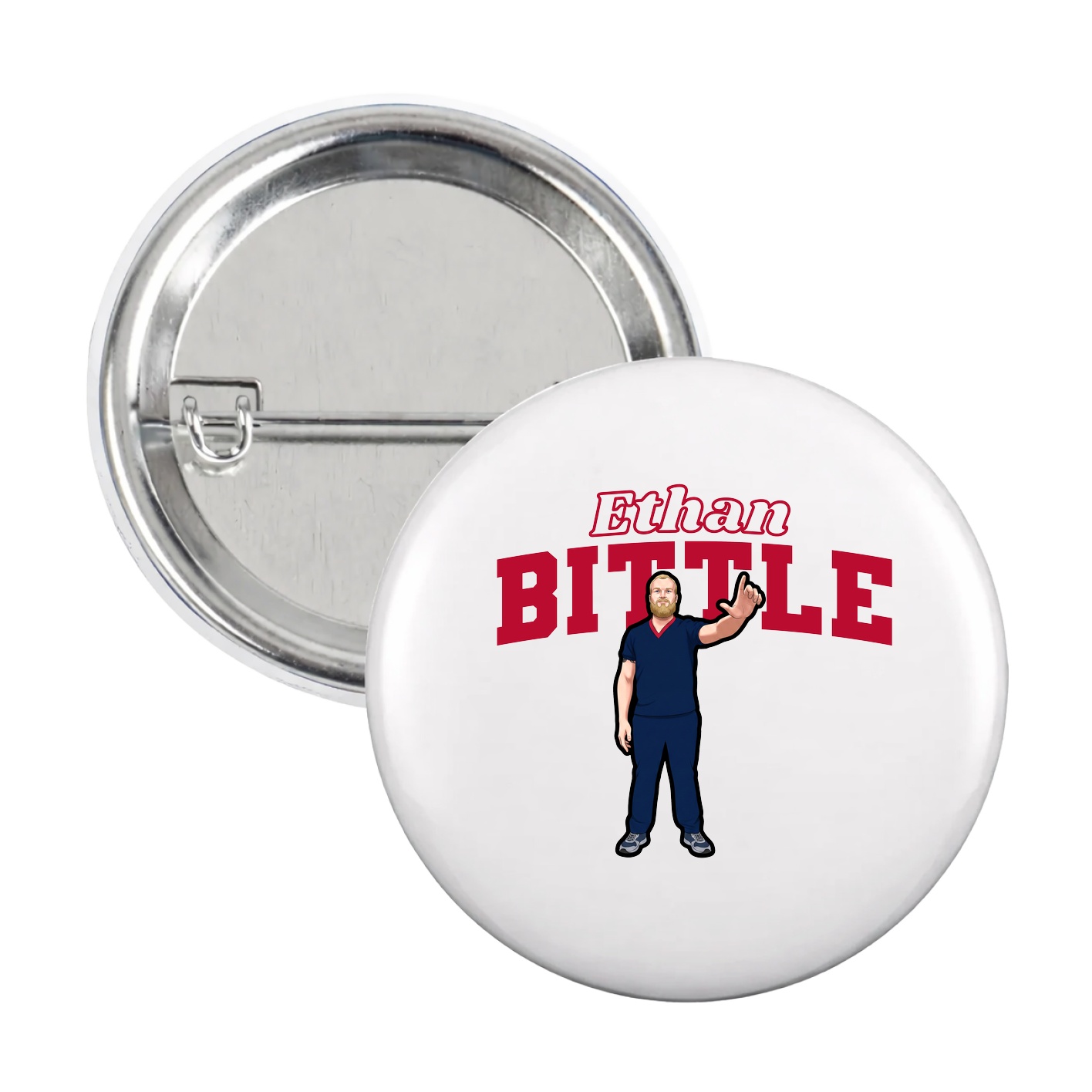 Game Day Button — Name Arch in White