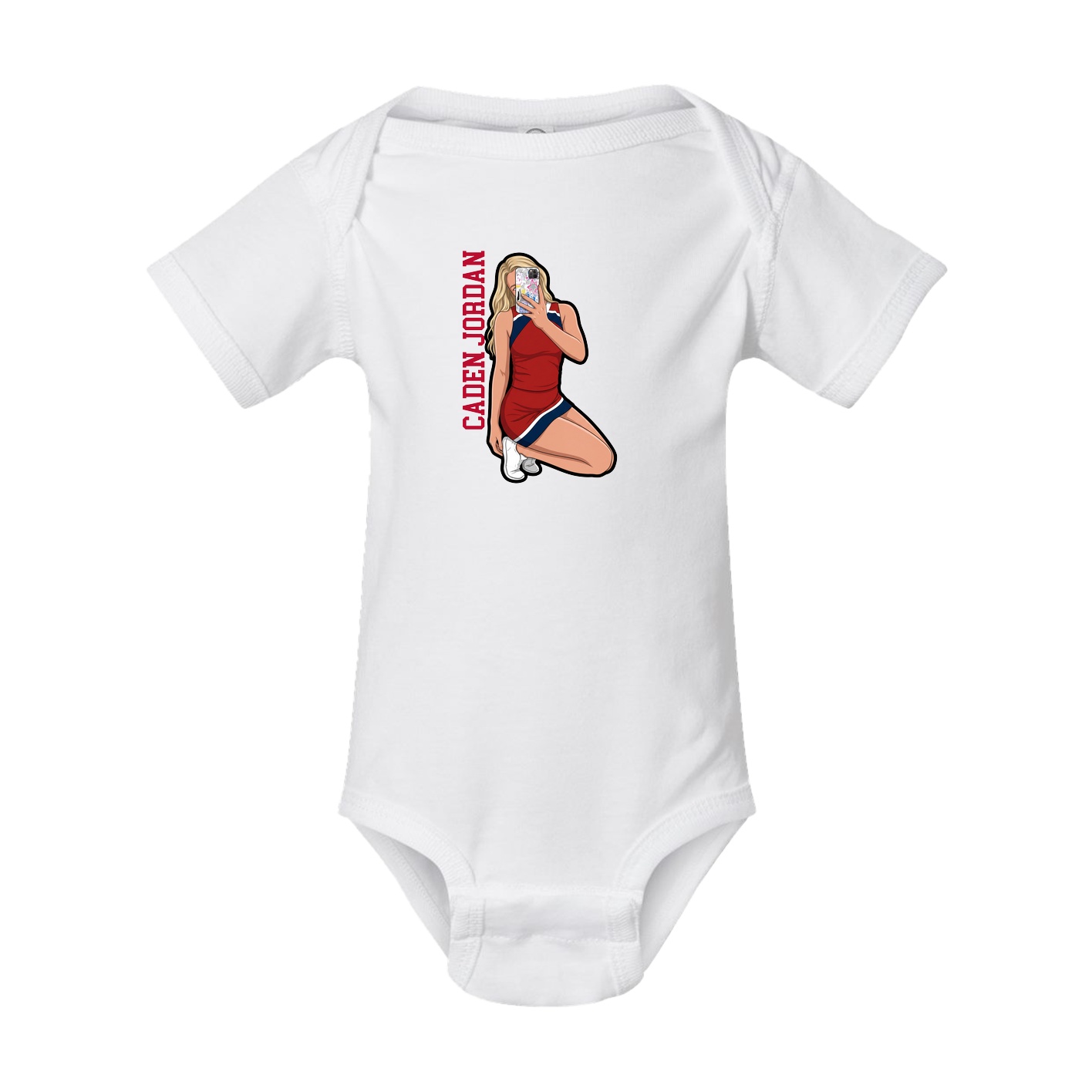 Baby Onesie — Name Vertical in White