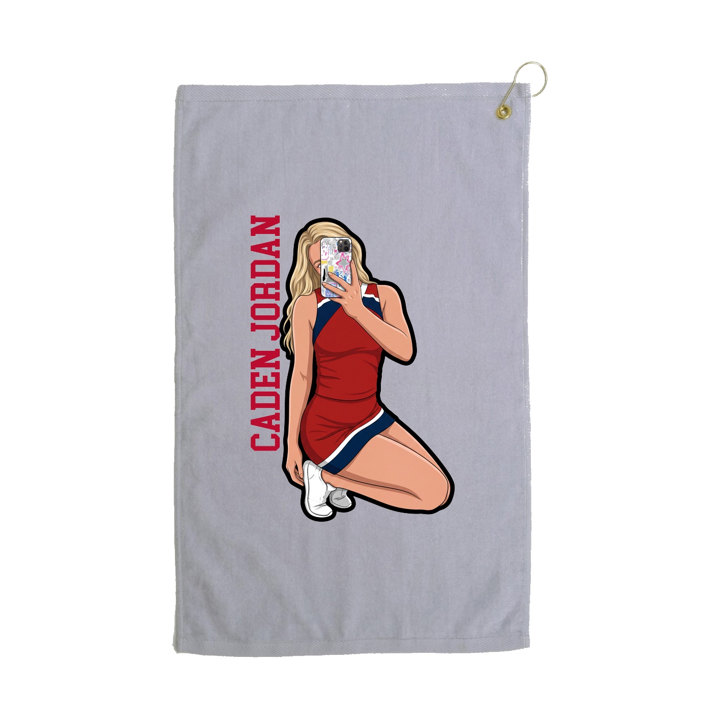 Golf Towel — Name Vertical in Grey