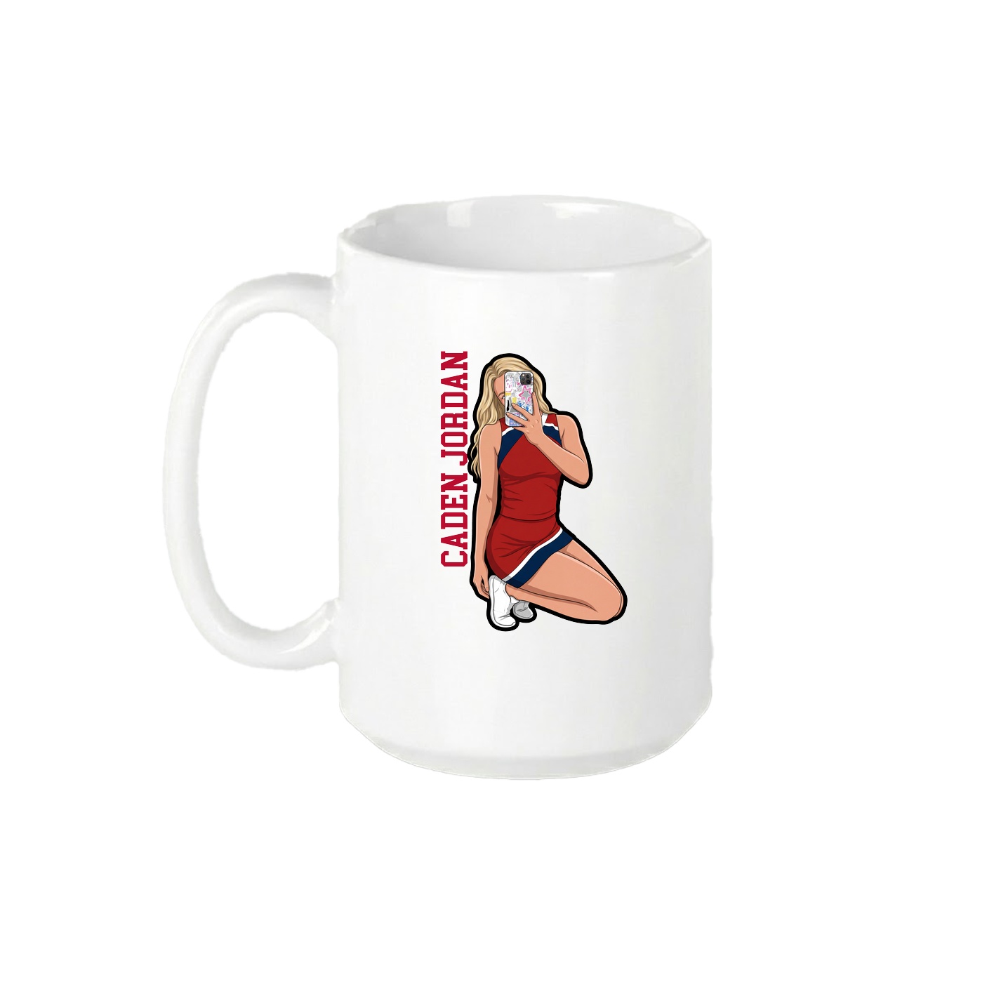 15oz Coffee Mug — Name Vertical in White